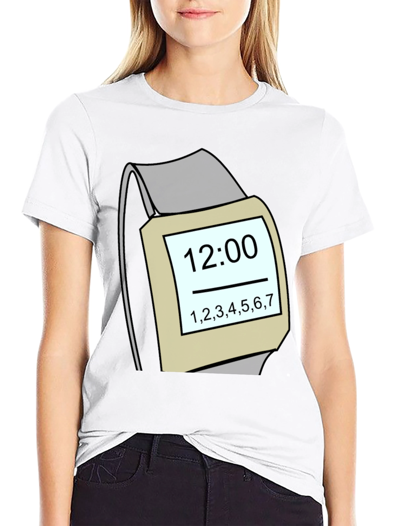 Funny Smartwatch Graphic Tee - Time Display T-Shirt