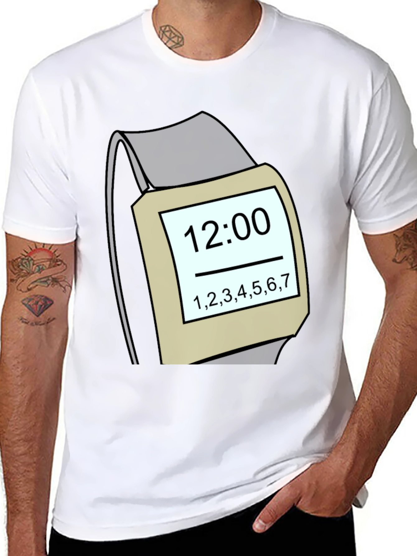 Funny Smartwatch Graphic Tee - Time Display T-Shirt