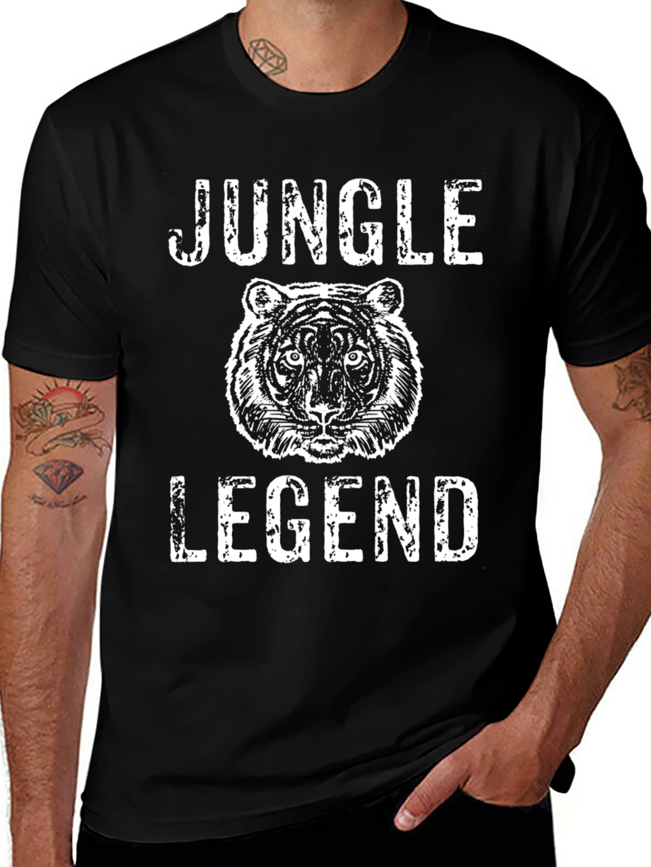 Jungle Legend Graphic Tee - Black Cotton T-Shirt