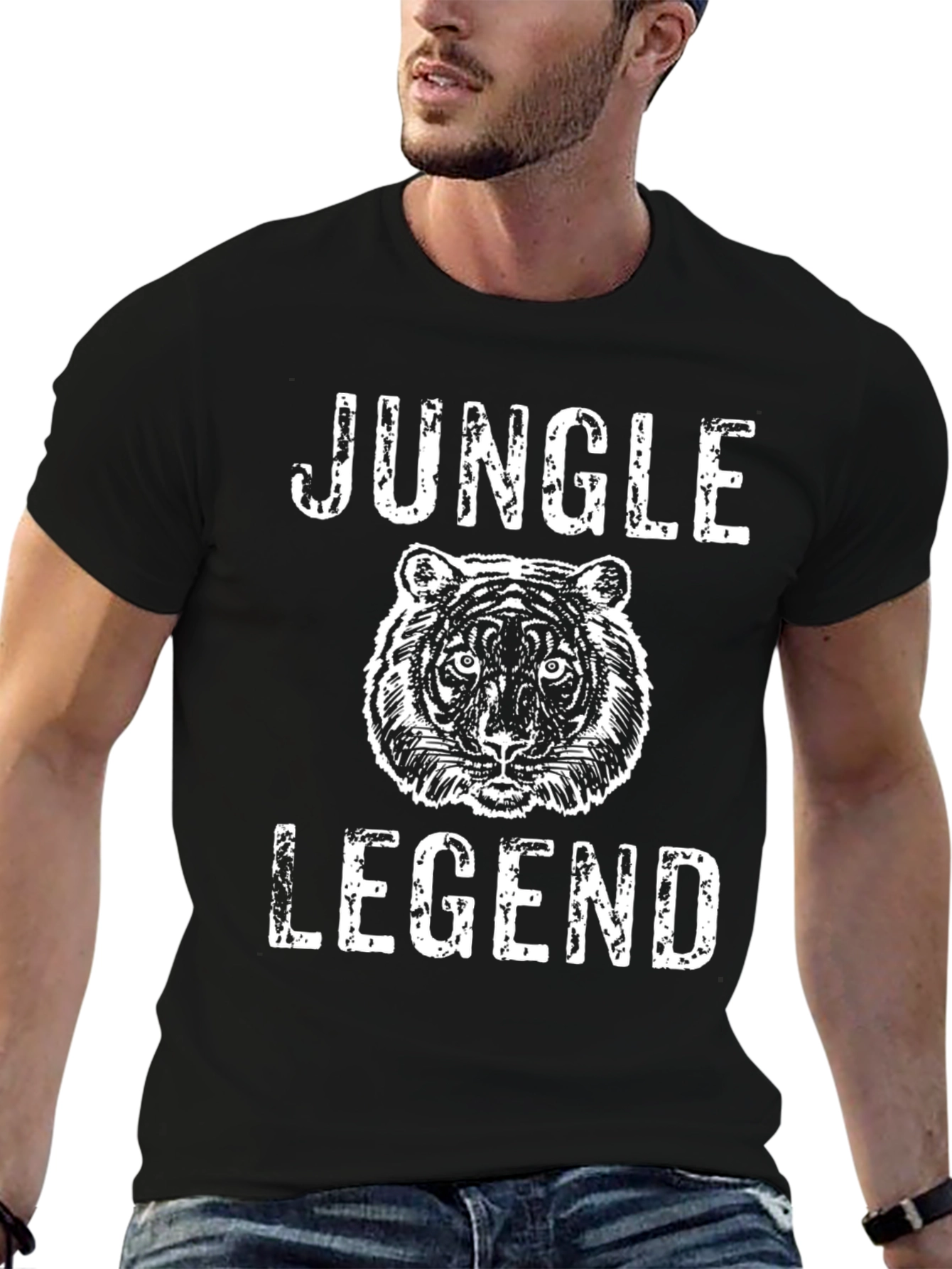 Jungle Legend Graphic Tee - Black Cotton T-Shirt