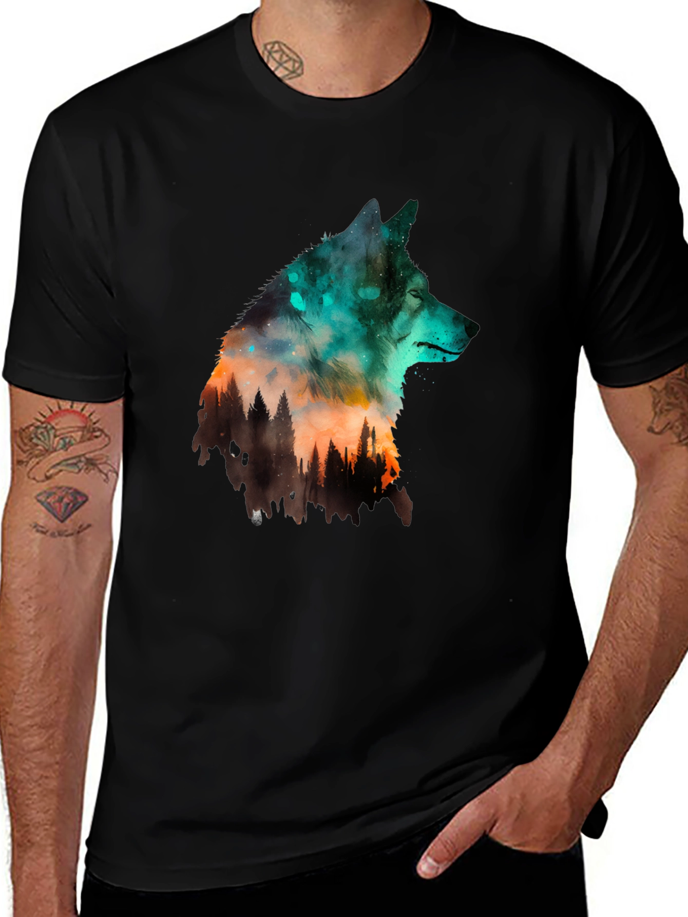 Wolf Silhouette Graphic Tee - Nature Inspired Design