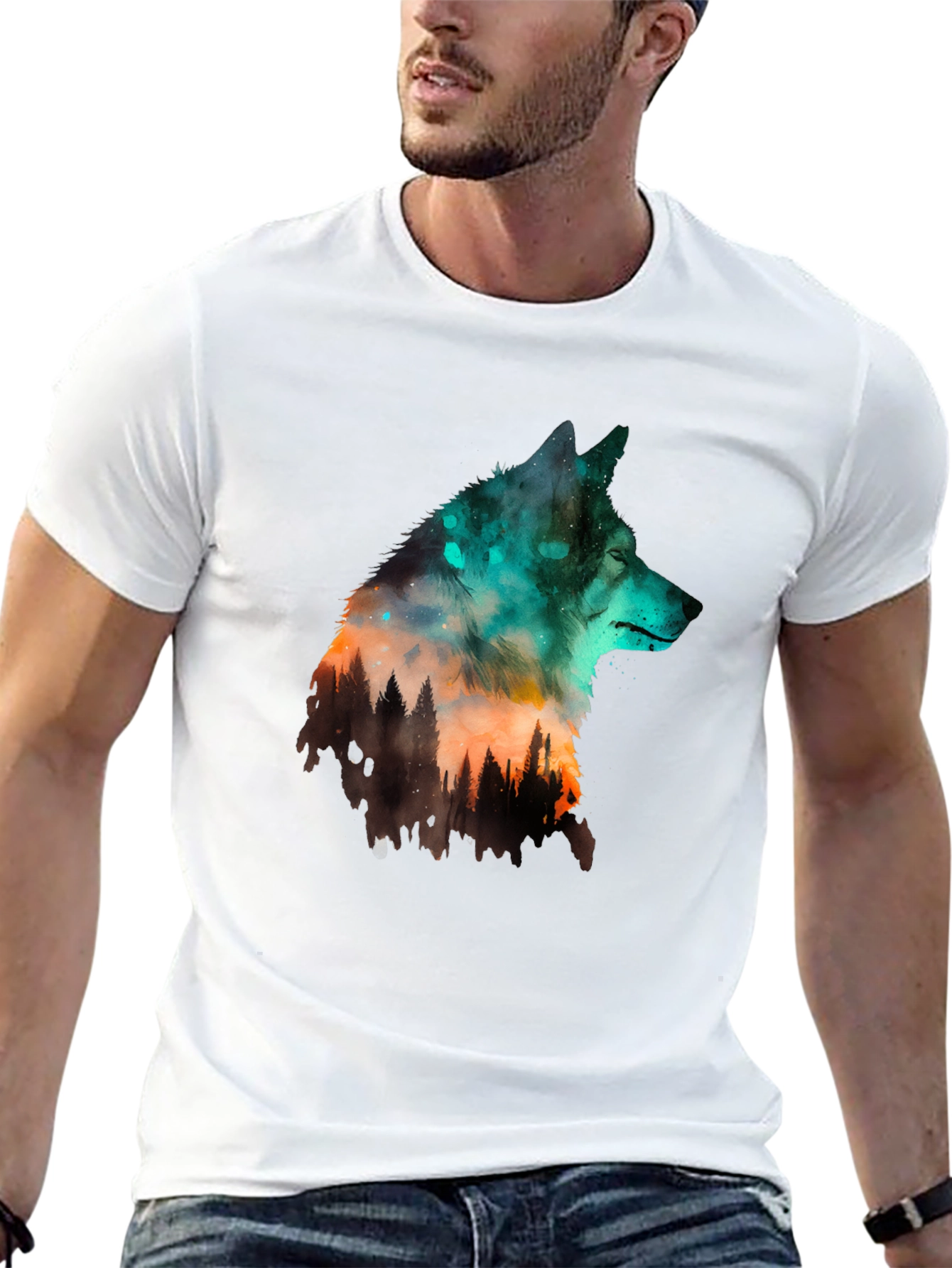 Wolf Silhouette Graphic Tee - Nature Inspired Design