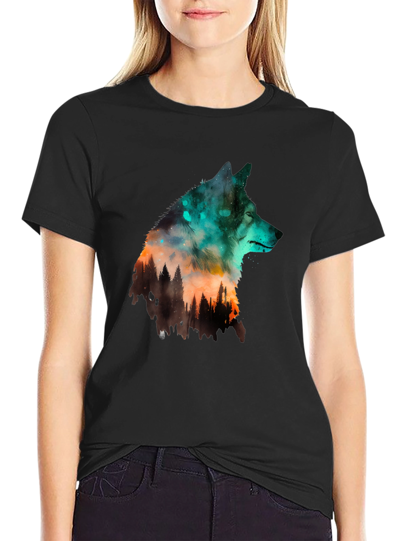 Wolf Silhouette Graphic Tee - Nature Inspired Design