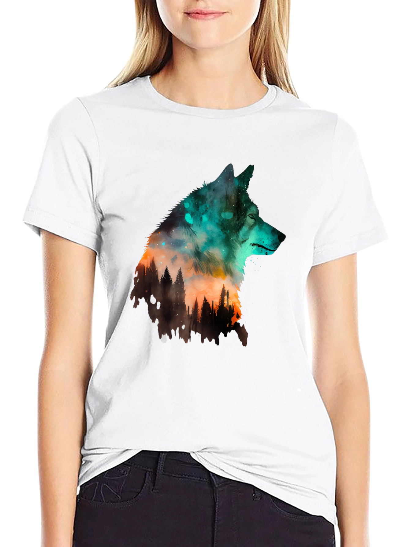 Wolf Silhouette Graphic Tee - Nature Inspired Design