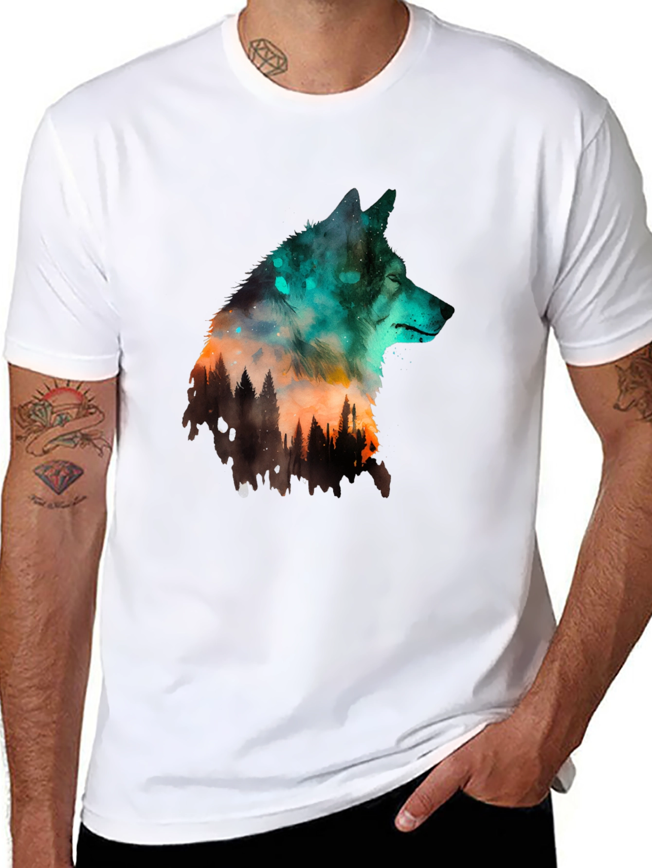 Wolf Silhouette Graphic Tee - Nature Inspired Design