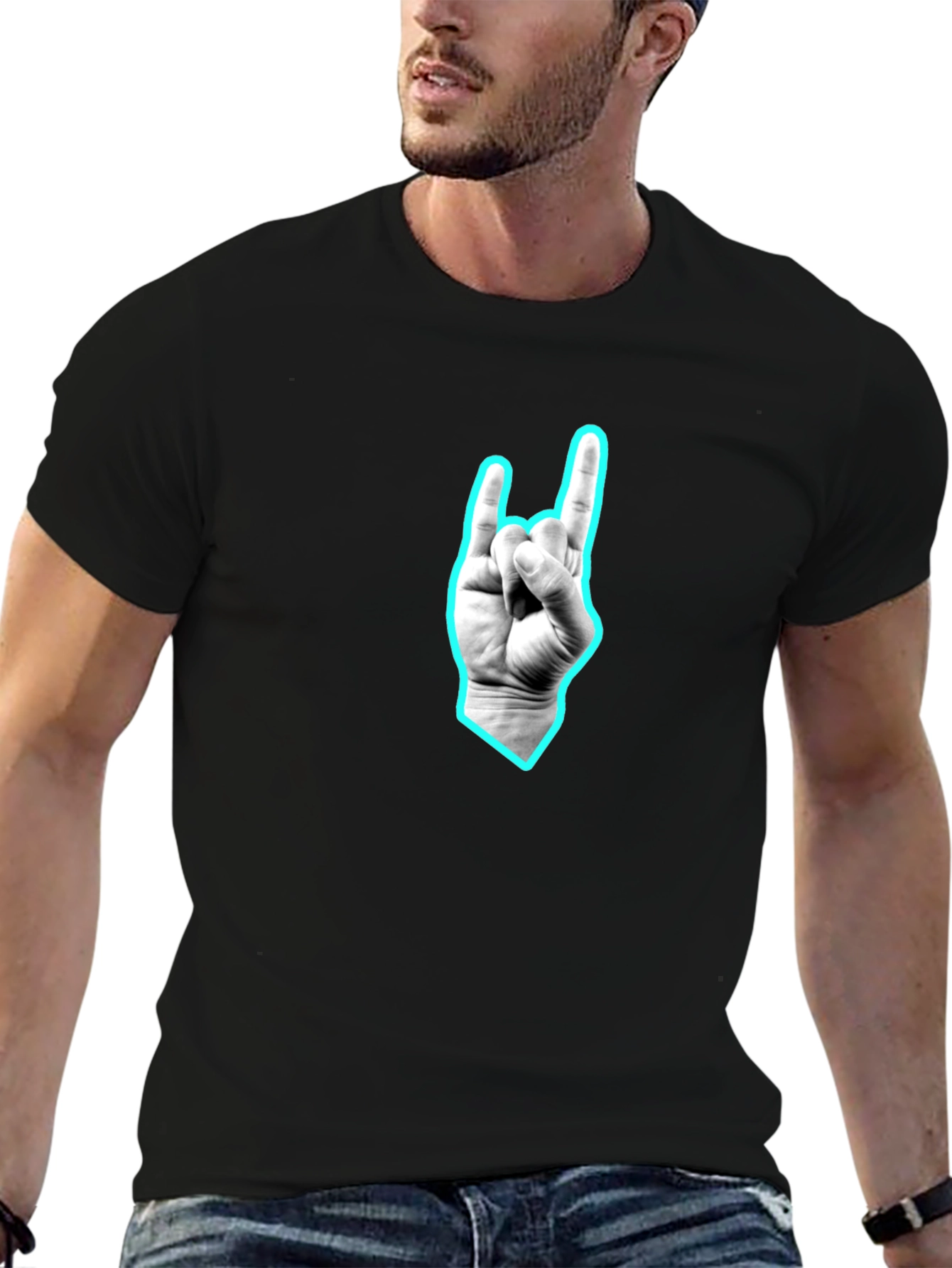 Black Graphic Tee - Rock On Hand