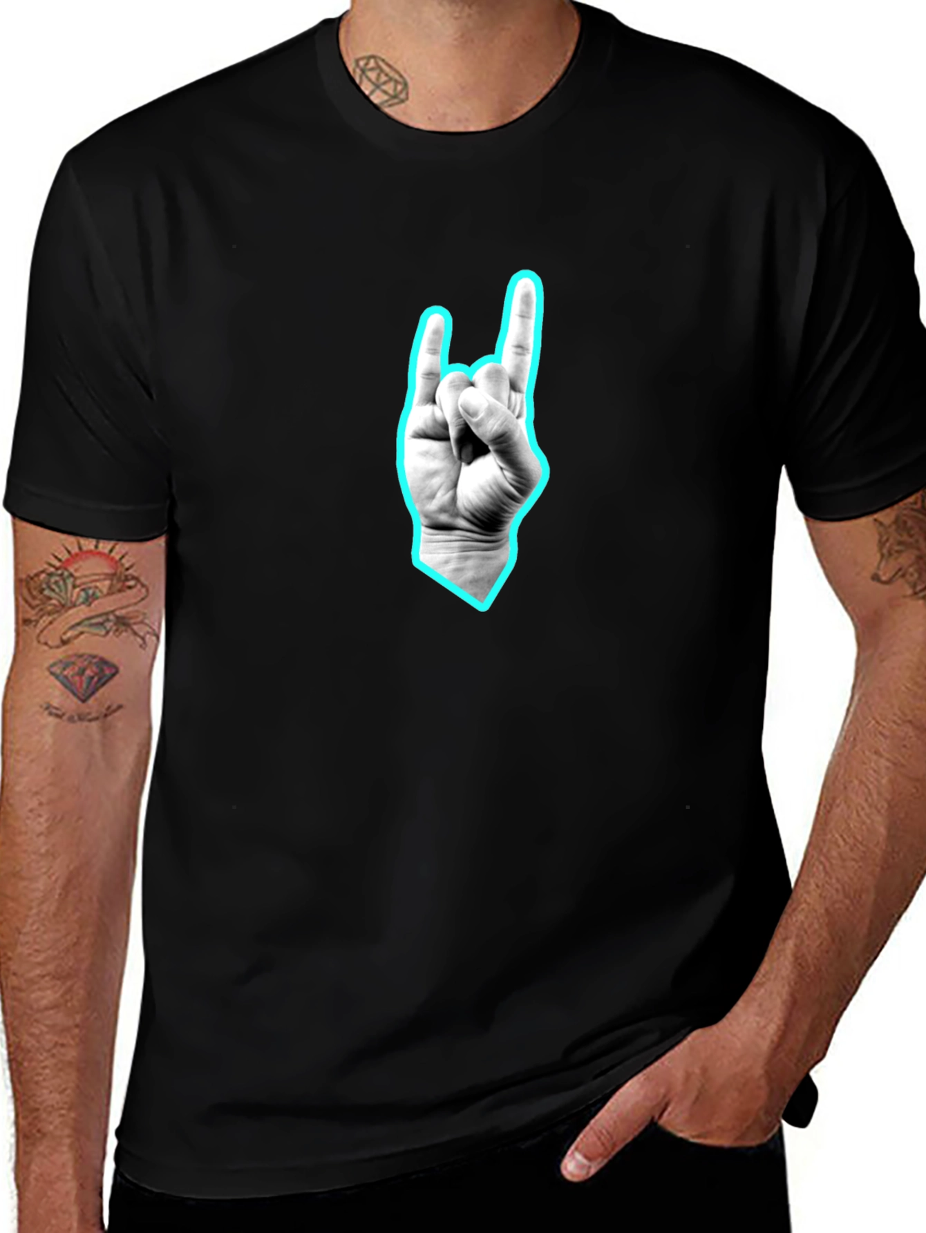 Black Graphic Tee - Rock On Hand