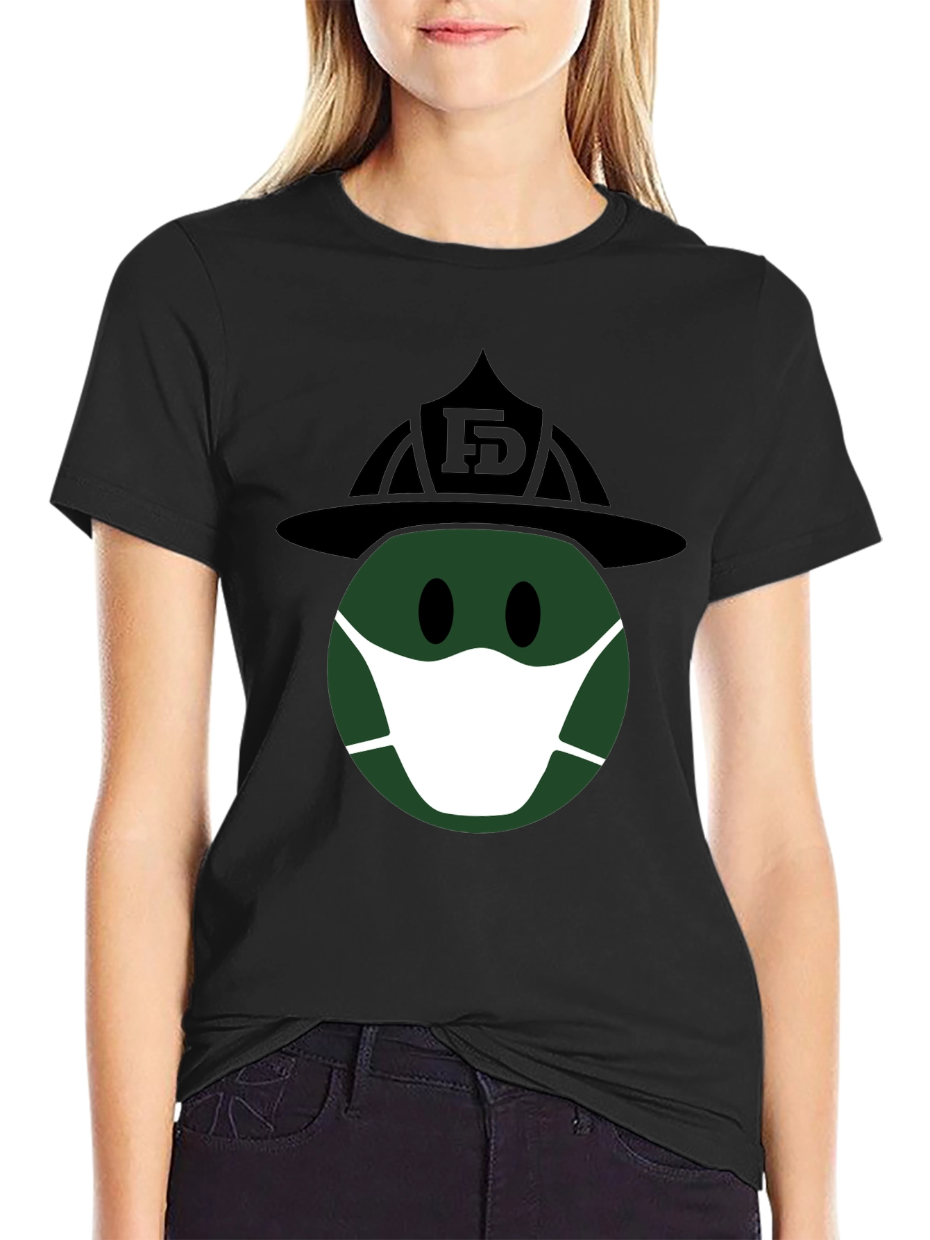 Firefighter Smiley Face Masked T-Shirt