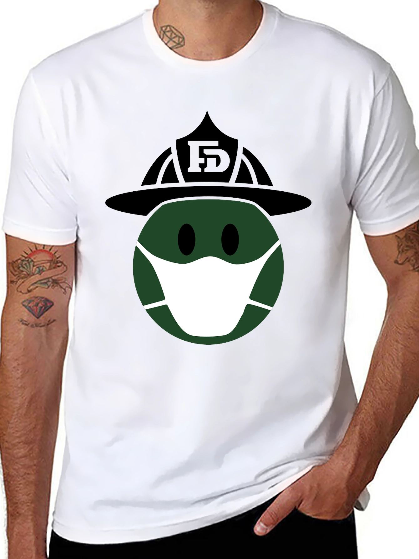 Firefighter Smiley Face Masked T-Shirt