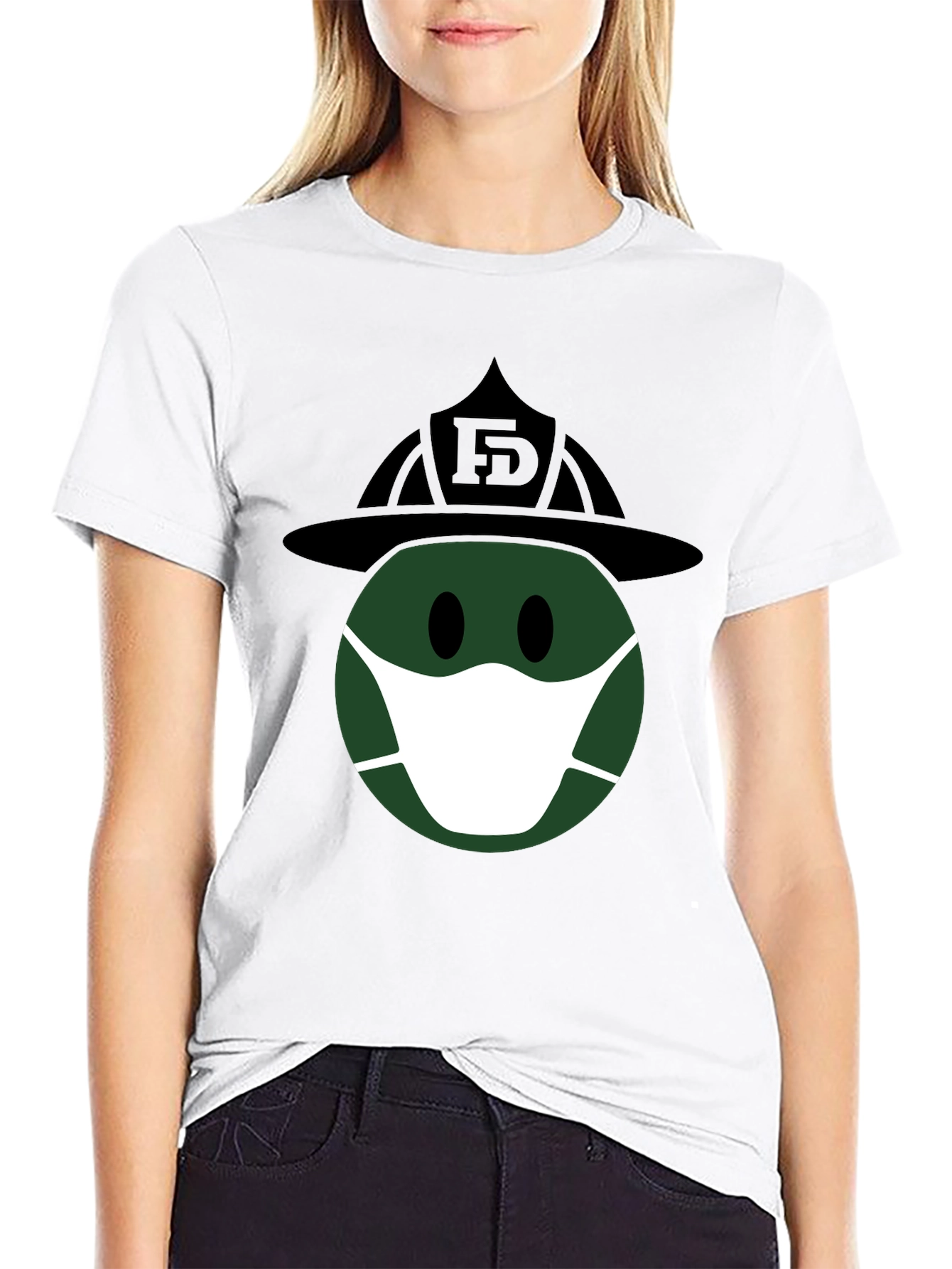 Firefighter Smiley Face Masked T-Shirt