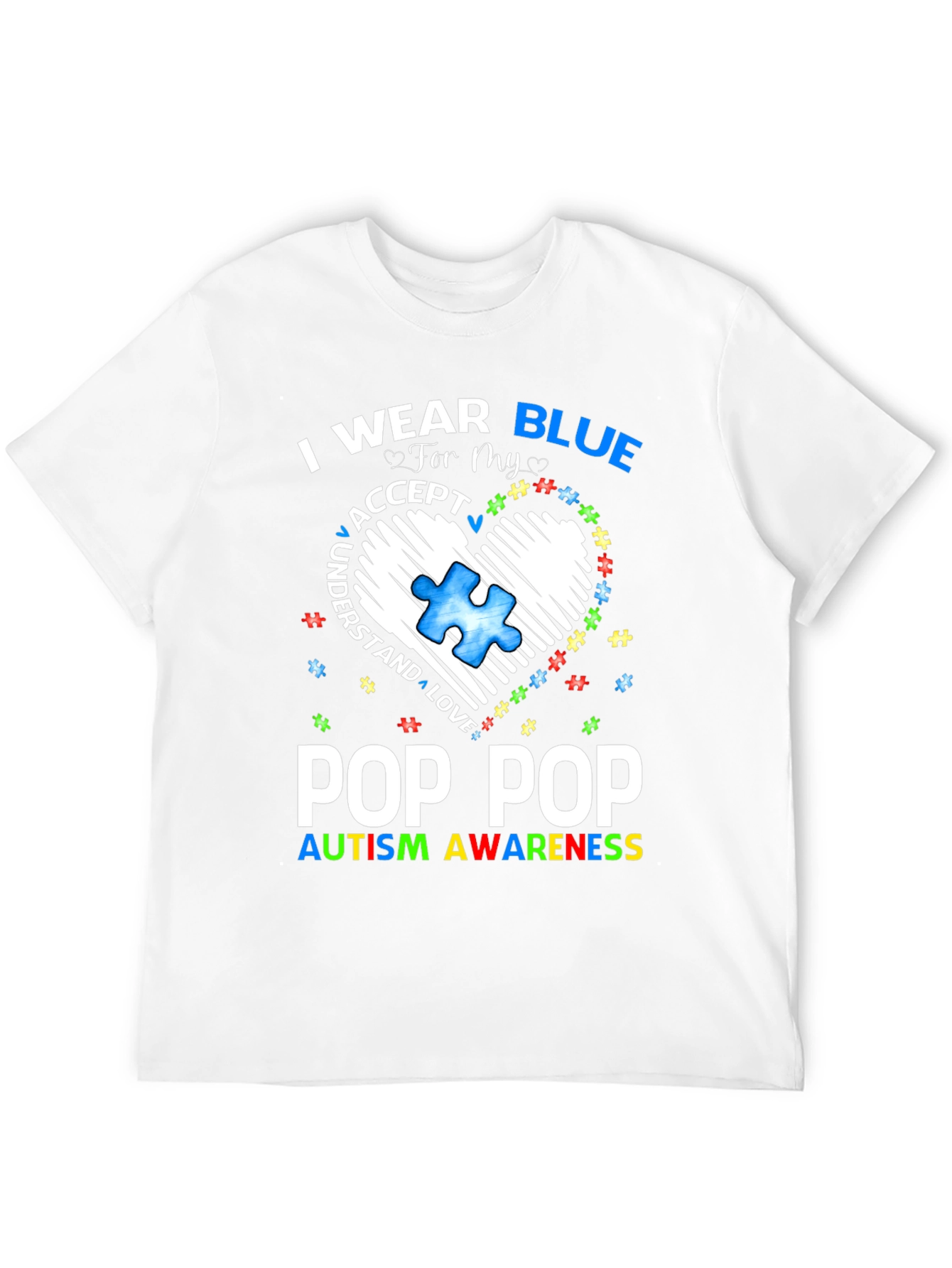 Pop Pop Autism Awareness T-Shirt