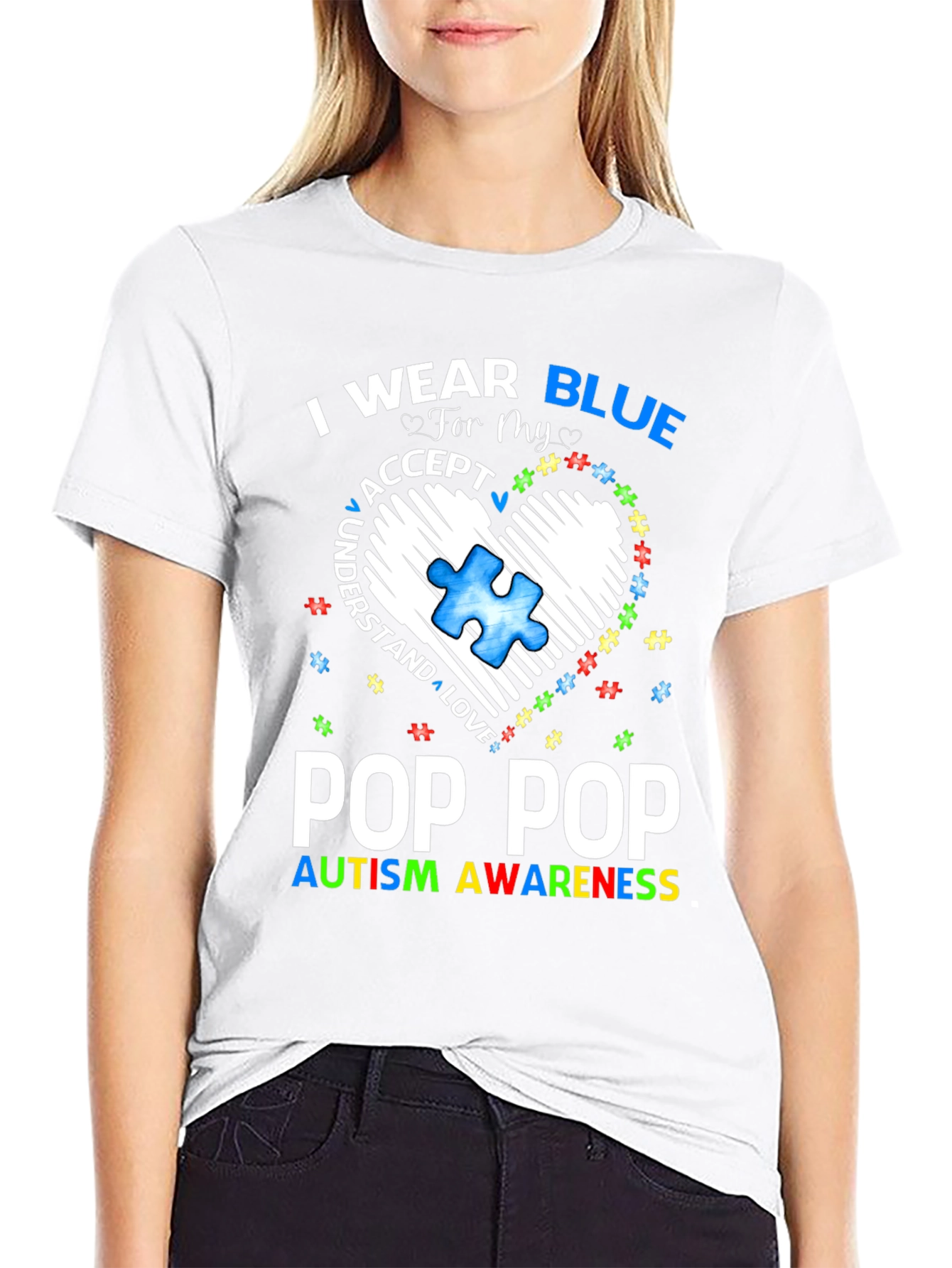 Pop Pop Autism Awareness T-Shirt