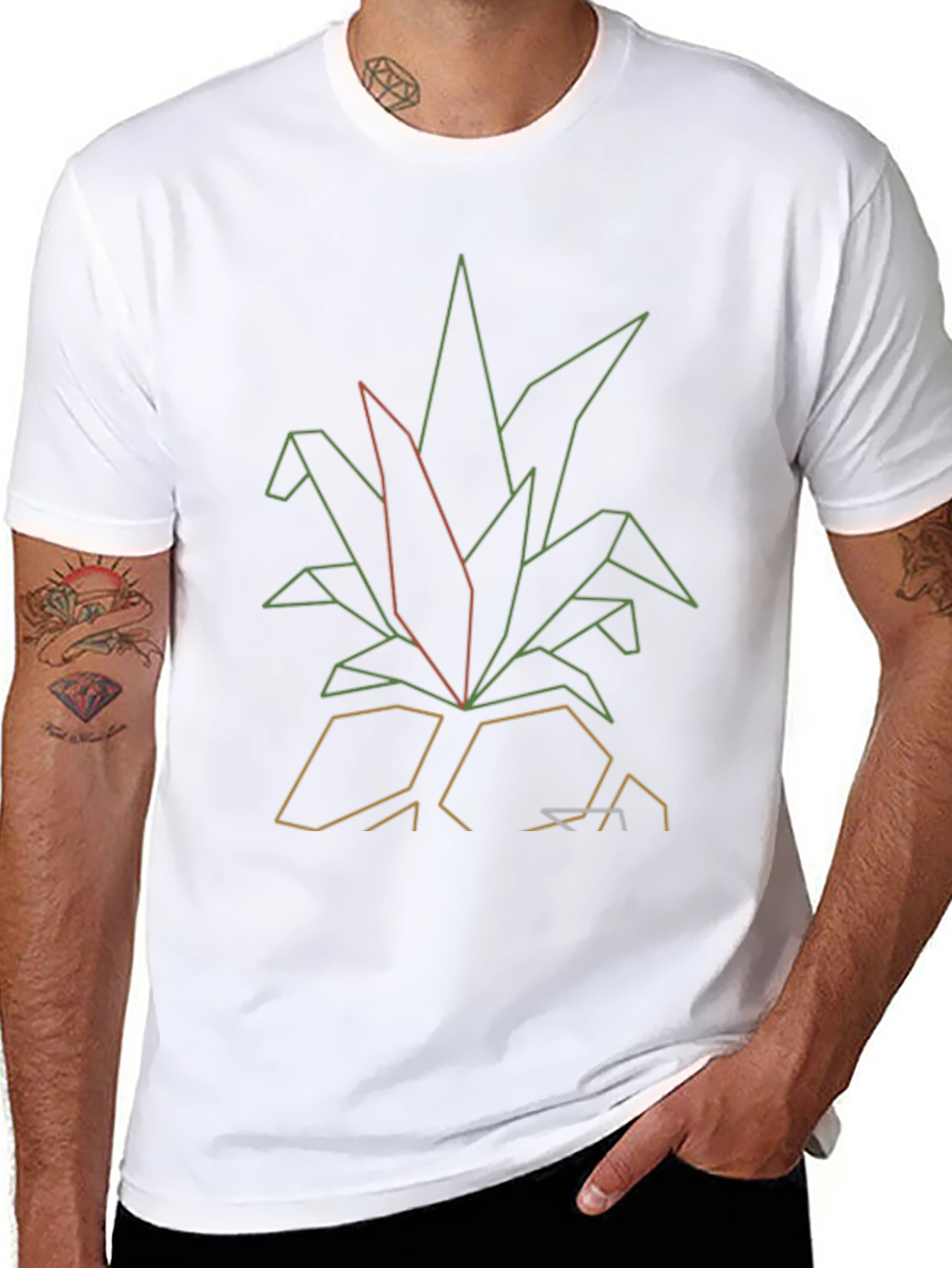Geometric Pineapple Graphic Tee - Modern Style