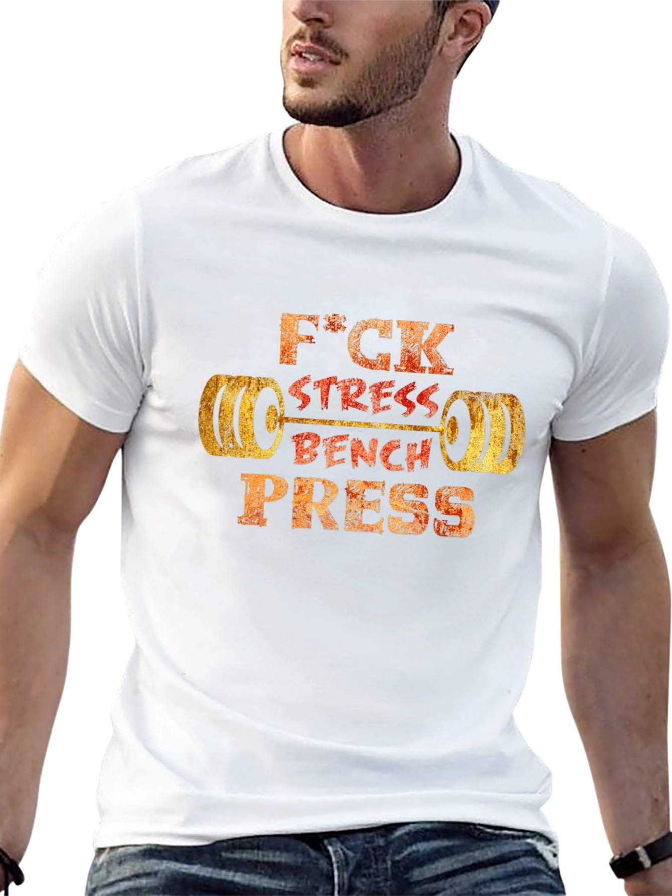 F*ck Stress Bench Press Black T-Shirt
