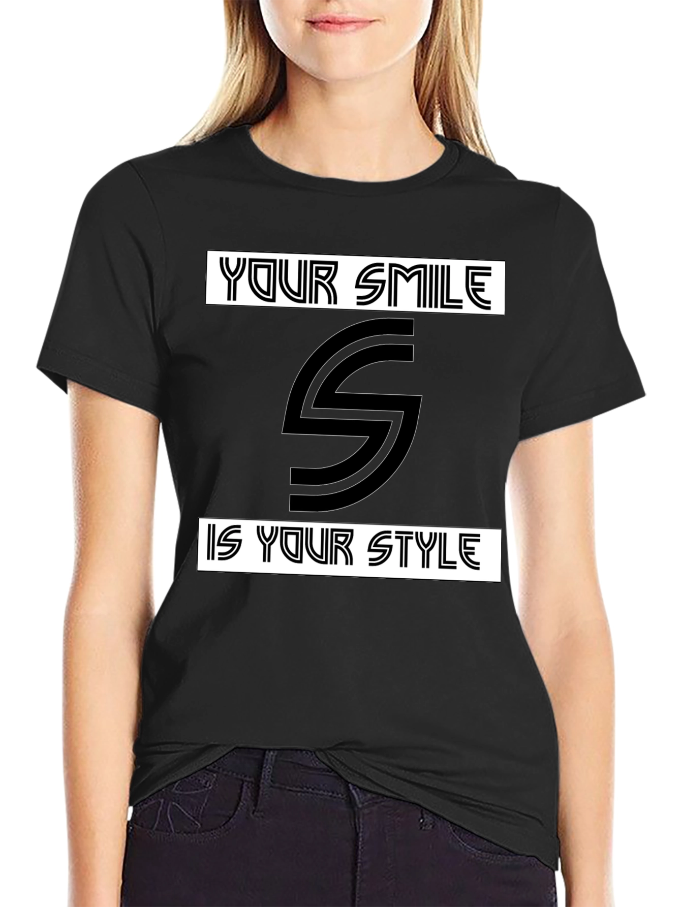 Smile Style Black Graphic Tee
