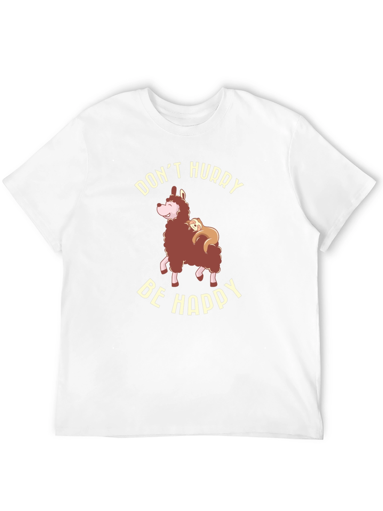 Dont Hurry Be Happy Llama Sloth Graphic Tee
