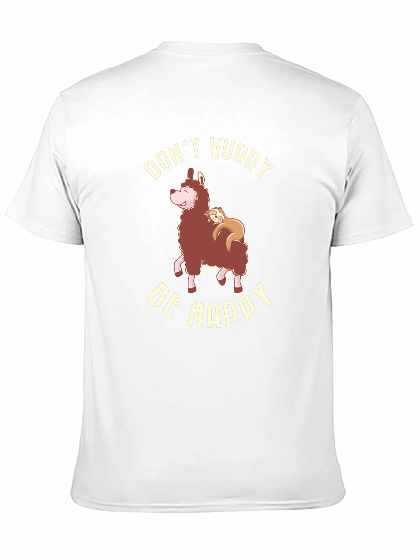 Dont Hurry Be Happy Llama Sloth Graphic Tee