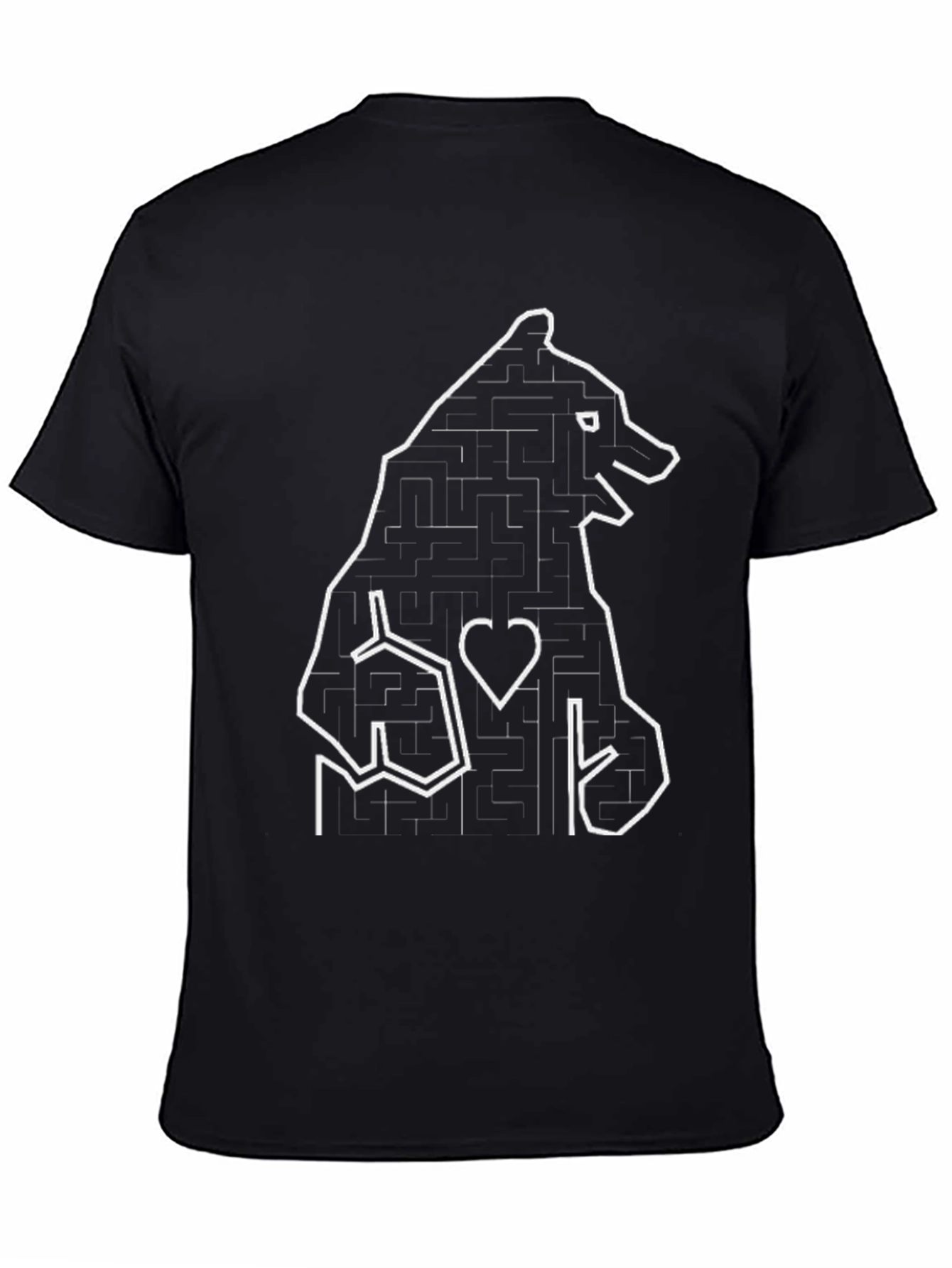 Bear Maze Graphic T-Shirt - Black