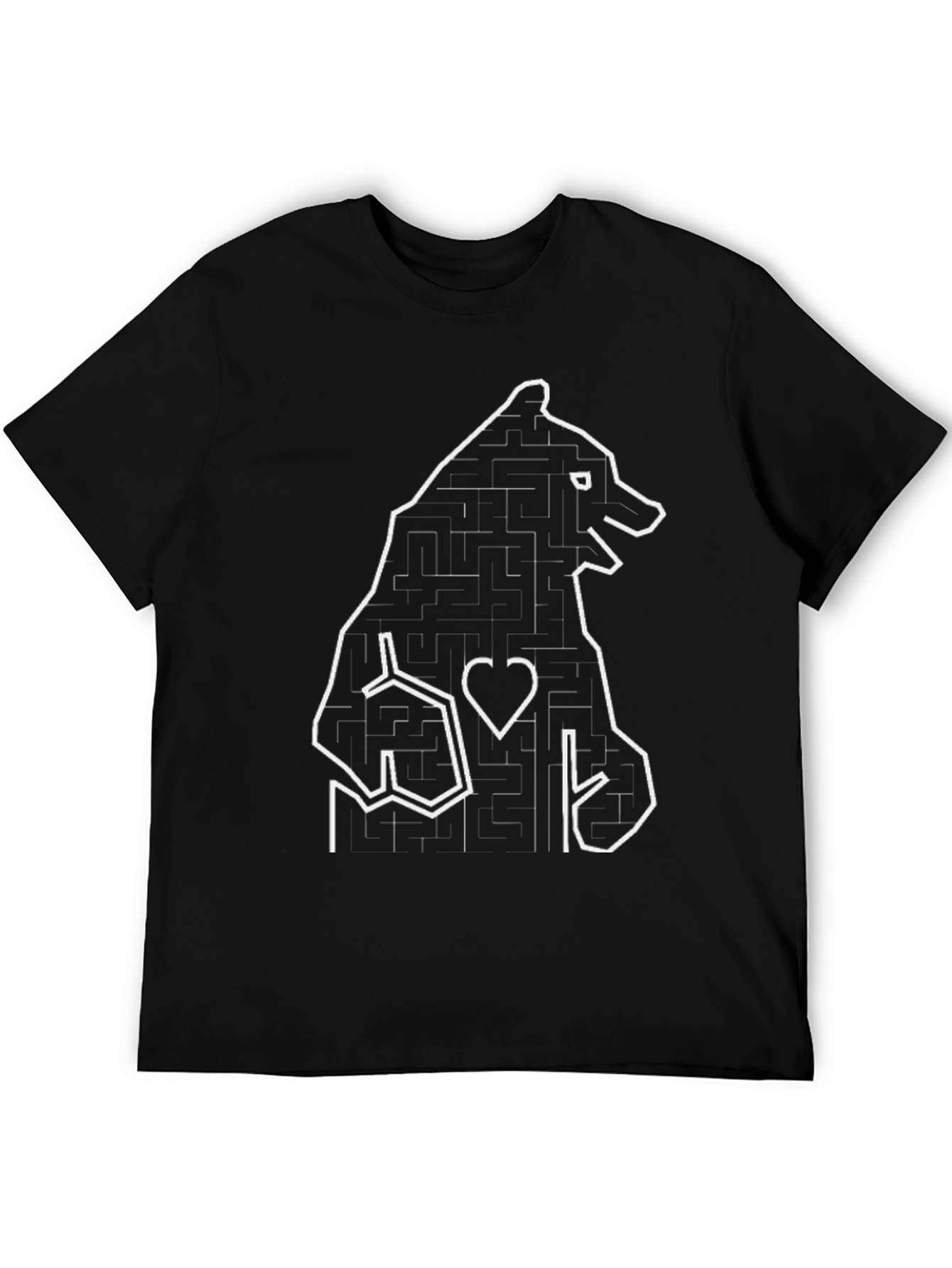 Bear Maze Graphic T-Shirt - Black
