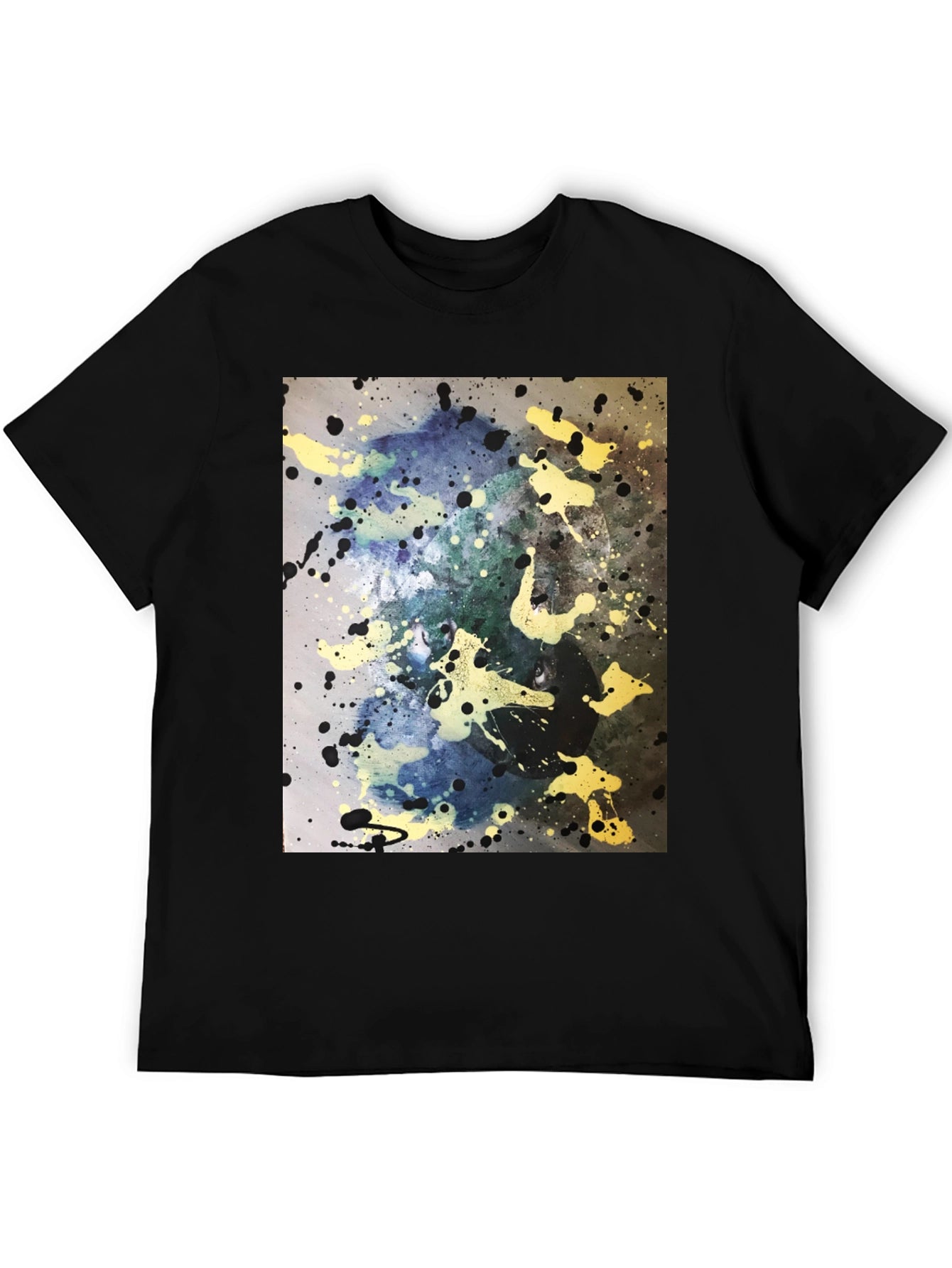 Abstract Splatter Art Black T-Shirt