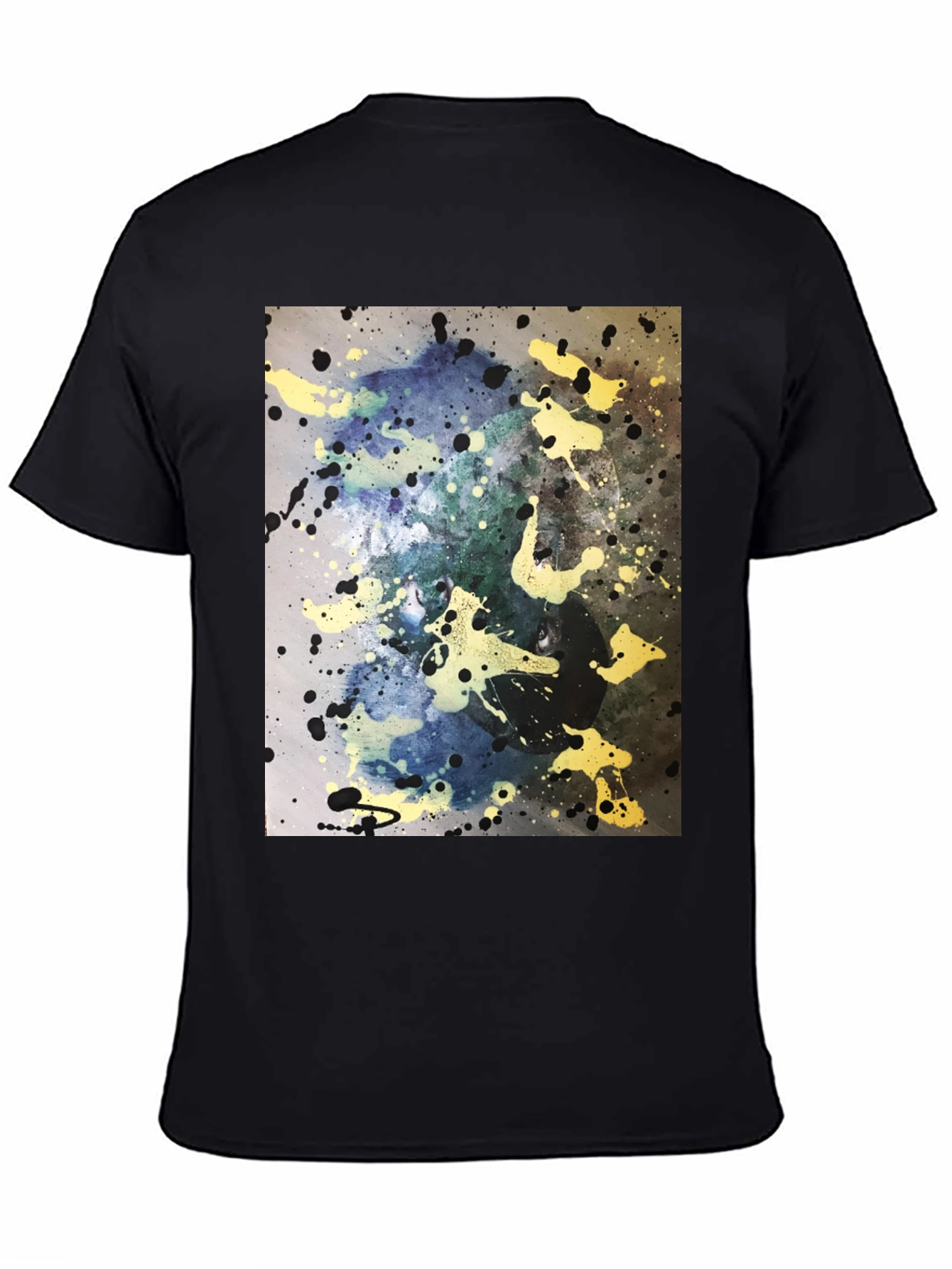Abstract Splatter Art Black T-Shirt