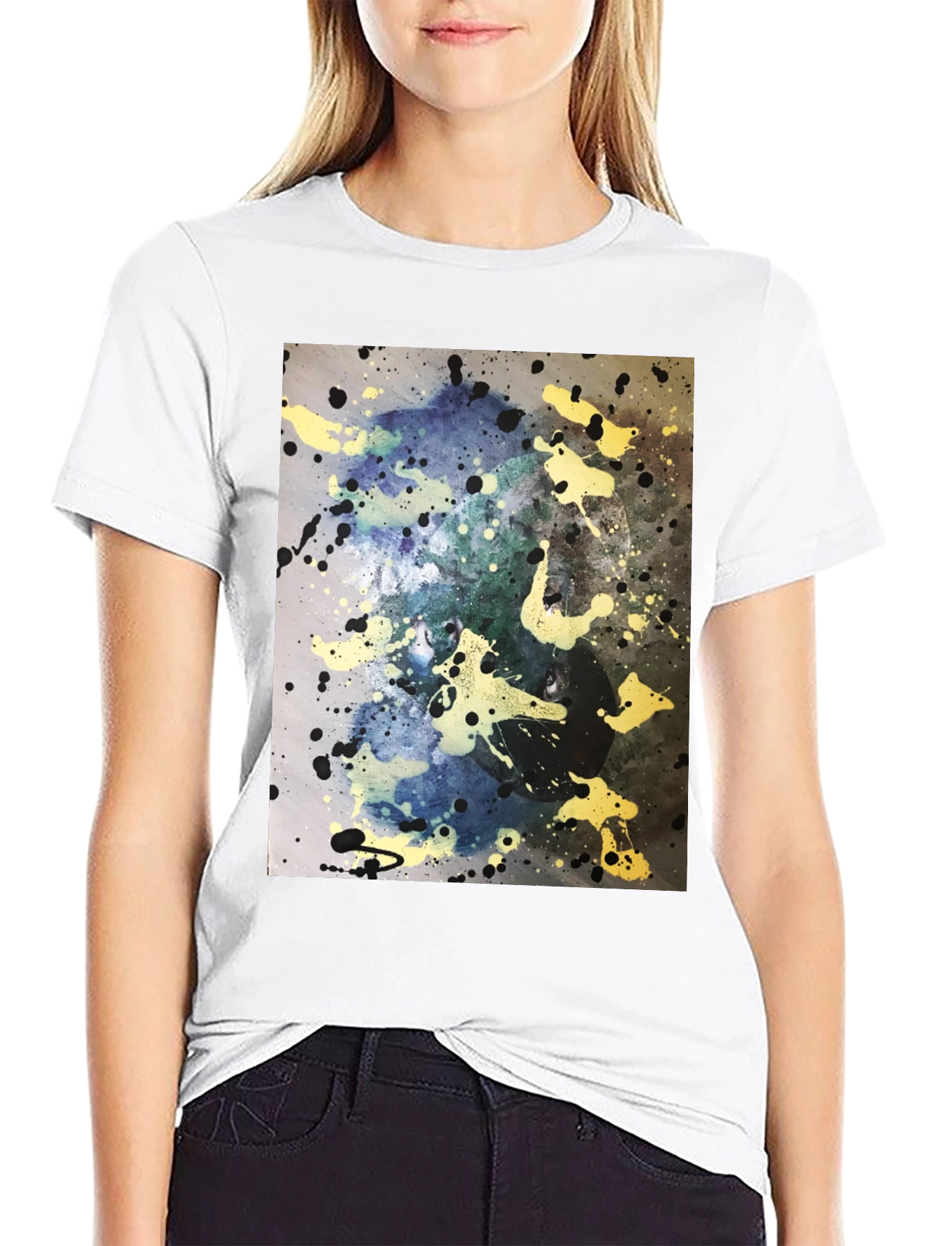 Abstract Splatter Art Black T-Shirt