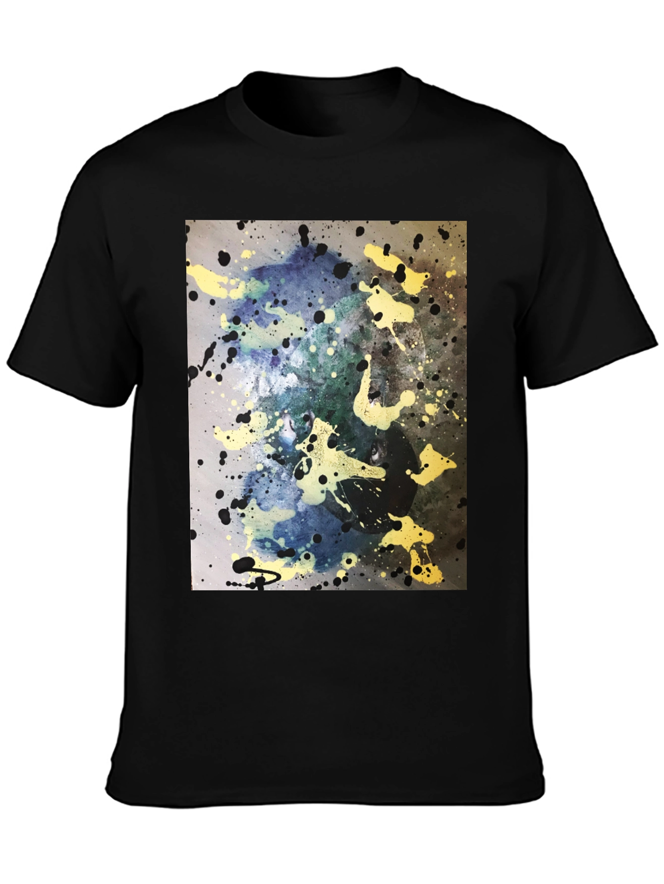 Abstract Splatter Art Black T-Shirt