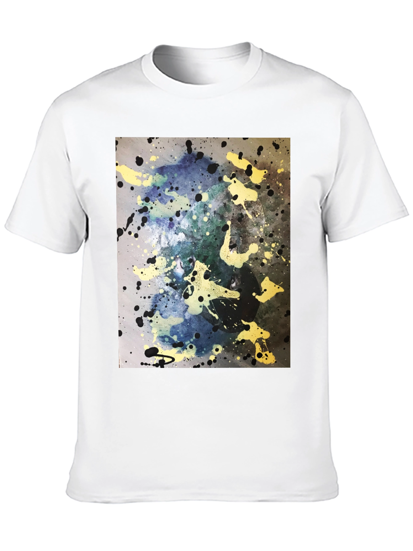 Abstract Splatter Art Black T-Shirt