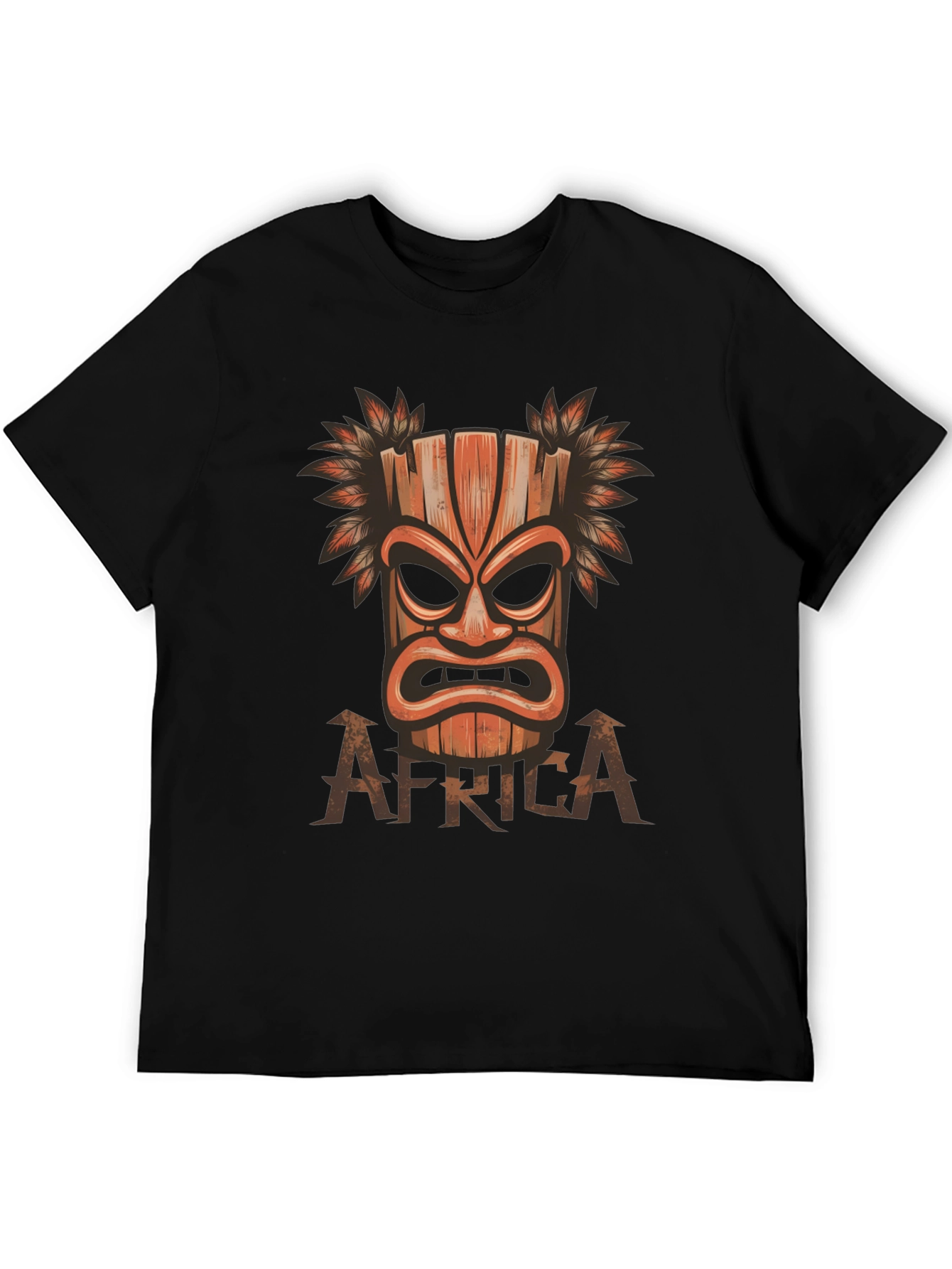 Tribal Mask Graphic Print Black T-shirt