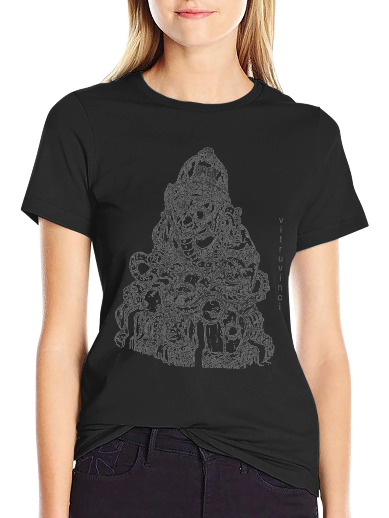 Mens Black Graphic Print T-Shirt