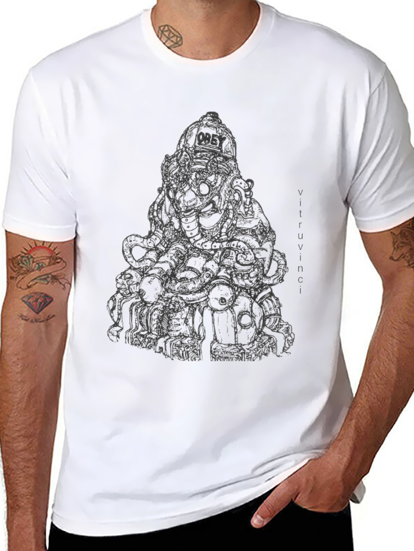 Mens Black Graphic Print T-Shirt