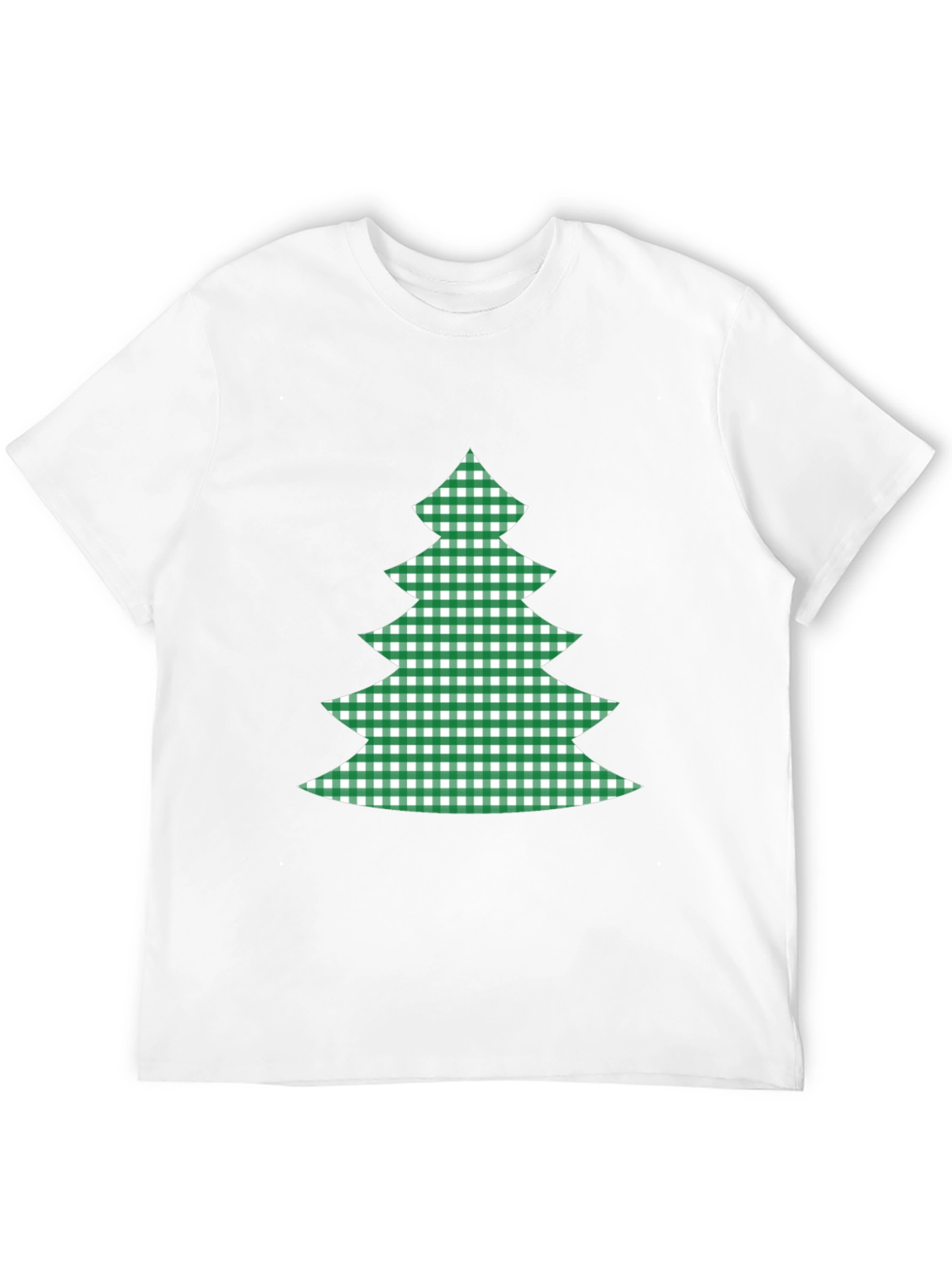 Festive Plaid Christmas Tree Graphic Tee - Black