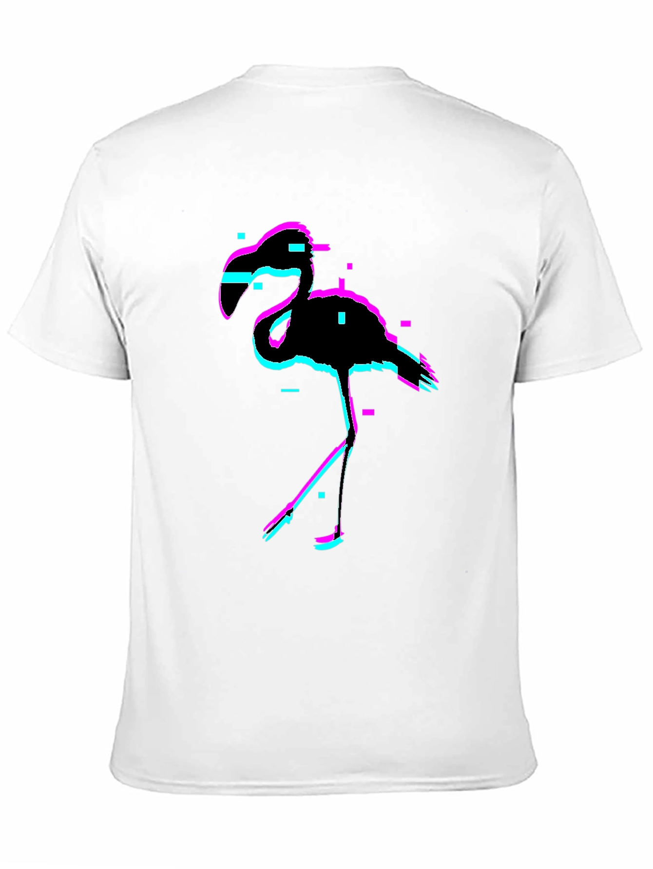 Glitch Flamingo Black T-Shirt