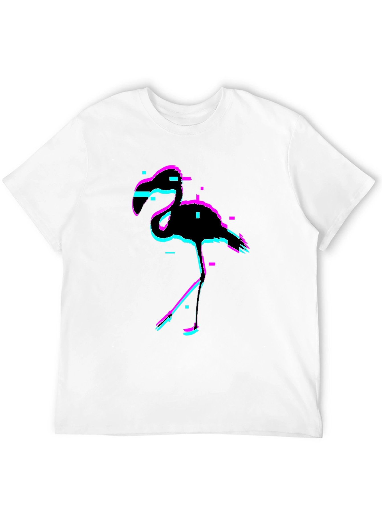 Glitch Flamingo Black T-Shirt