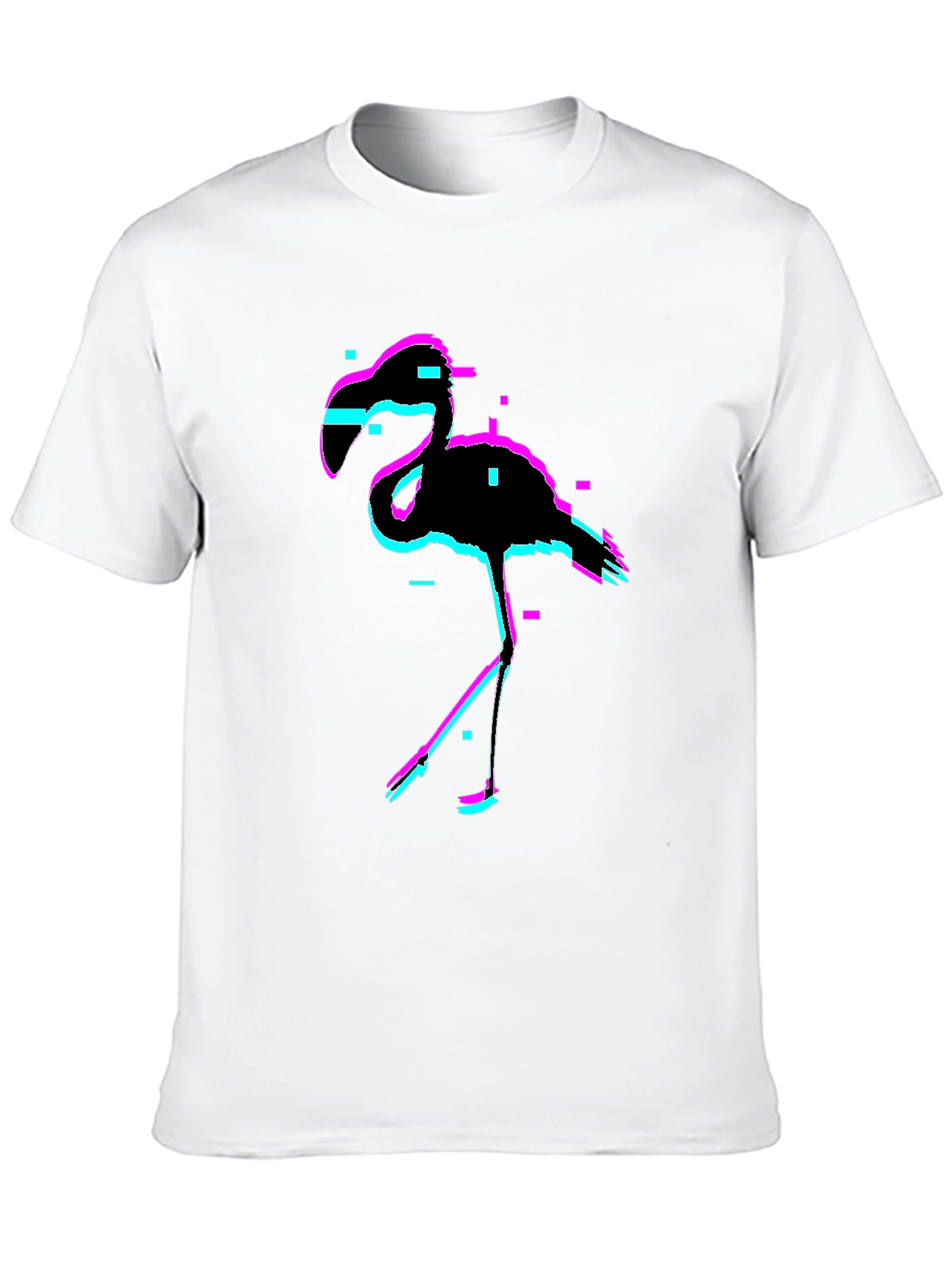 Glitch Flamingo Black T-Shirt