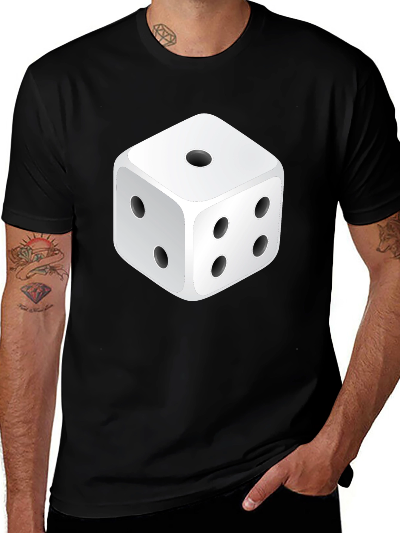 Dice Graphic Print Black T-Shirt