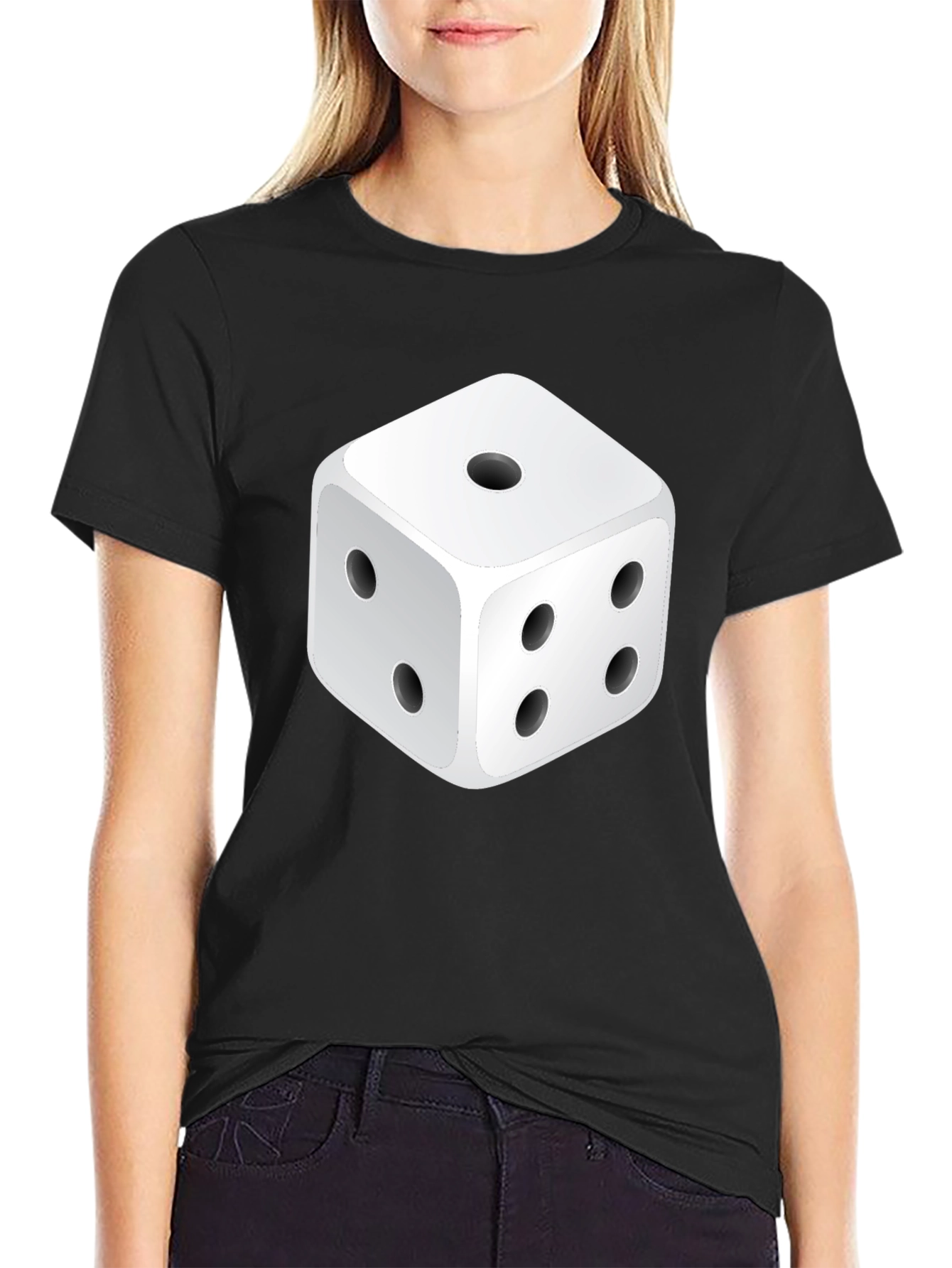 Dice Graphic Print Black T-Shirt