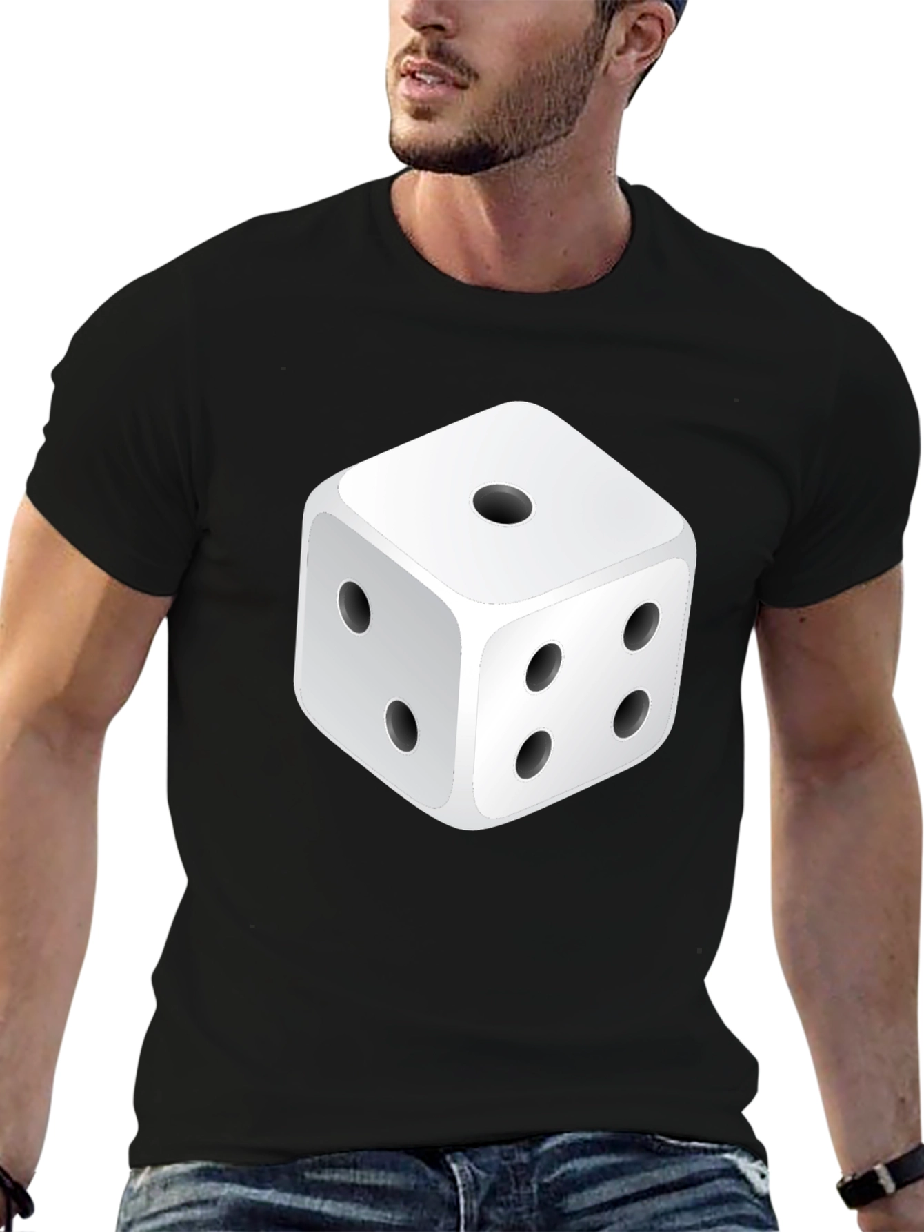 Dice Graphic Print Black T-Shirt
