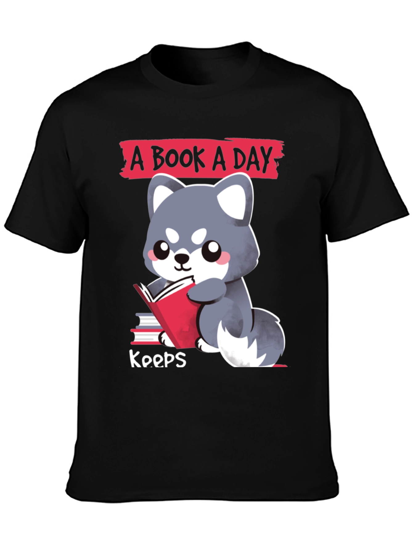 A Book A Day T-Shirt Cute Reading Dog Design