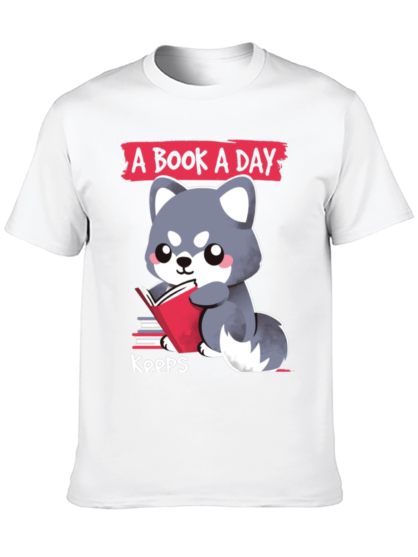 A Book A Day T-Shirt Cute Reading Dog Design