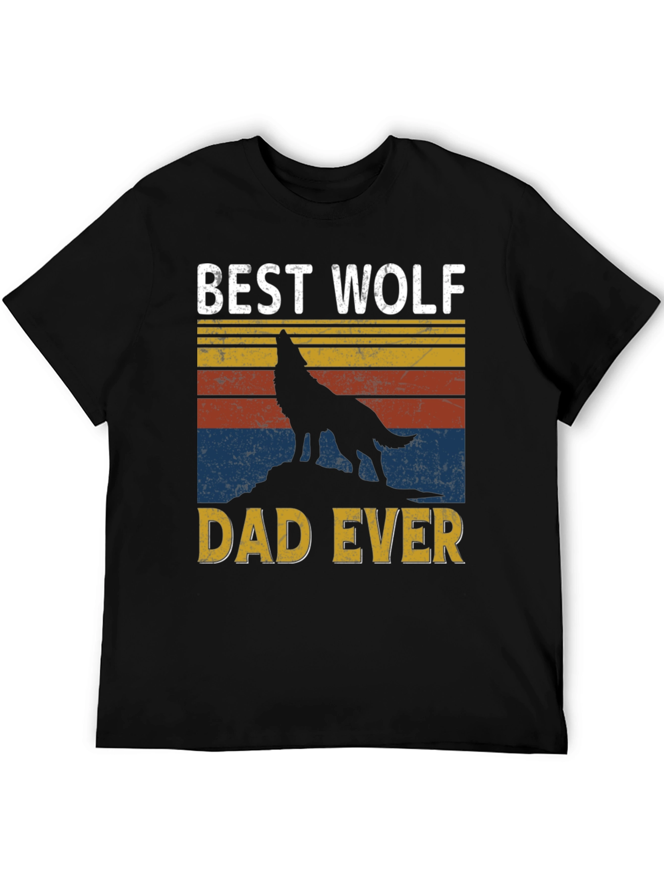 Best Wolf Dad Ever Graphic Tee - Black T-Shirt
