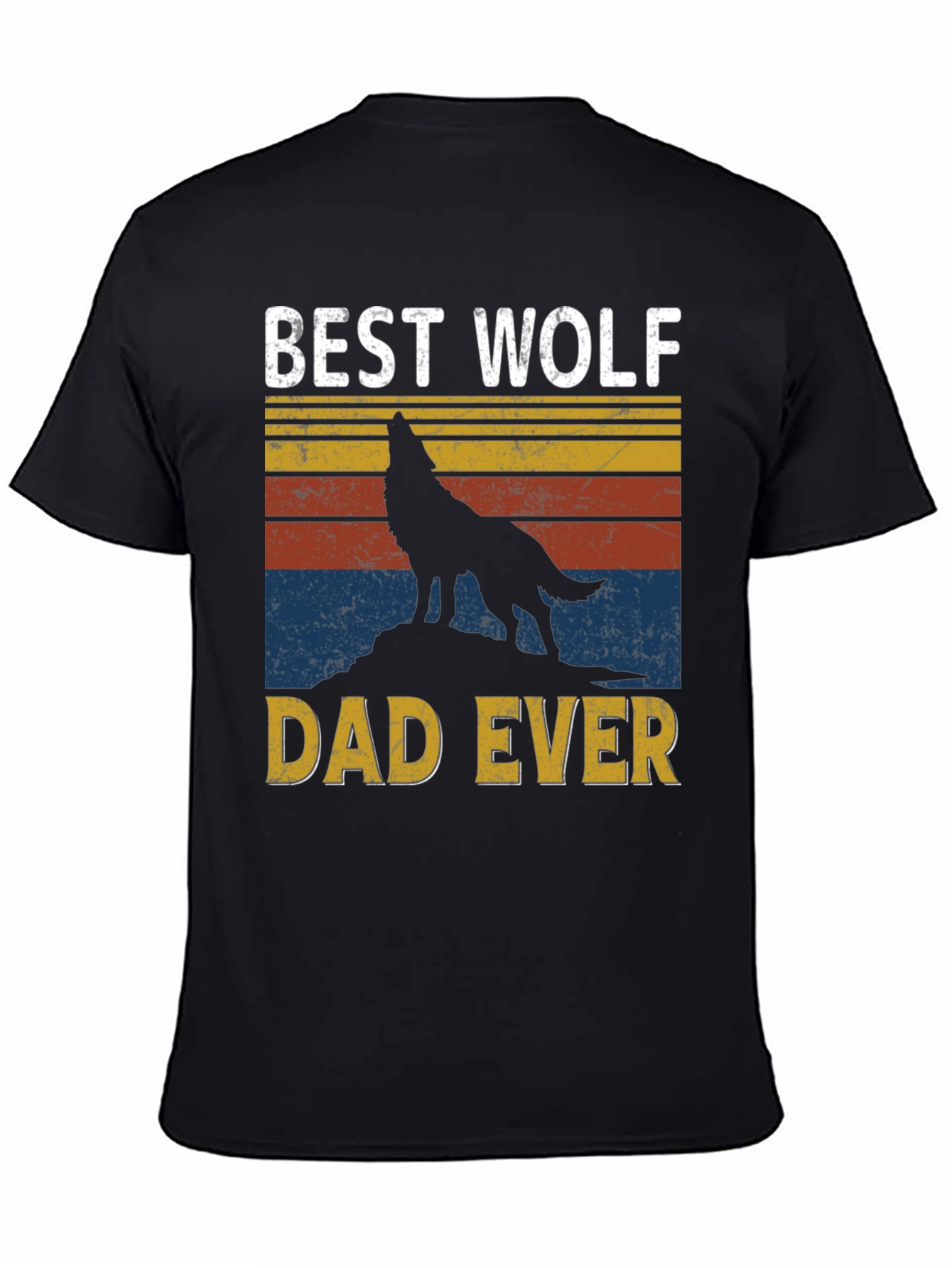 Best Wolf Dad Ever Graphic Tee - Black T-Shirt
