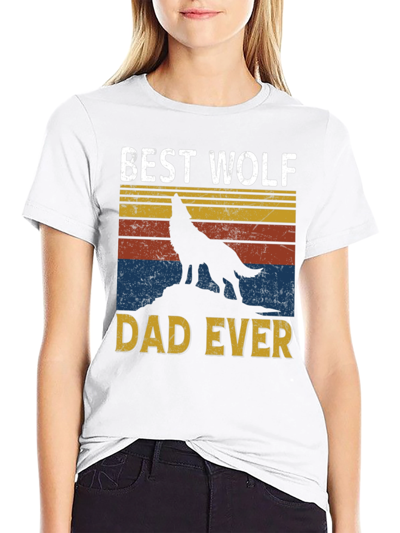 Best Wolf Dad Ever Graphic Tee - Black T-Shirt