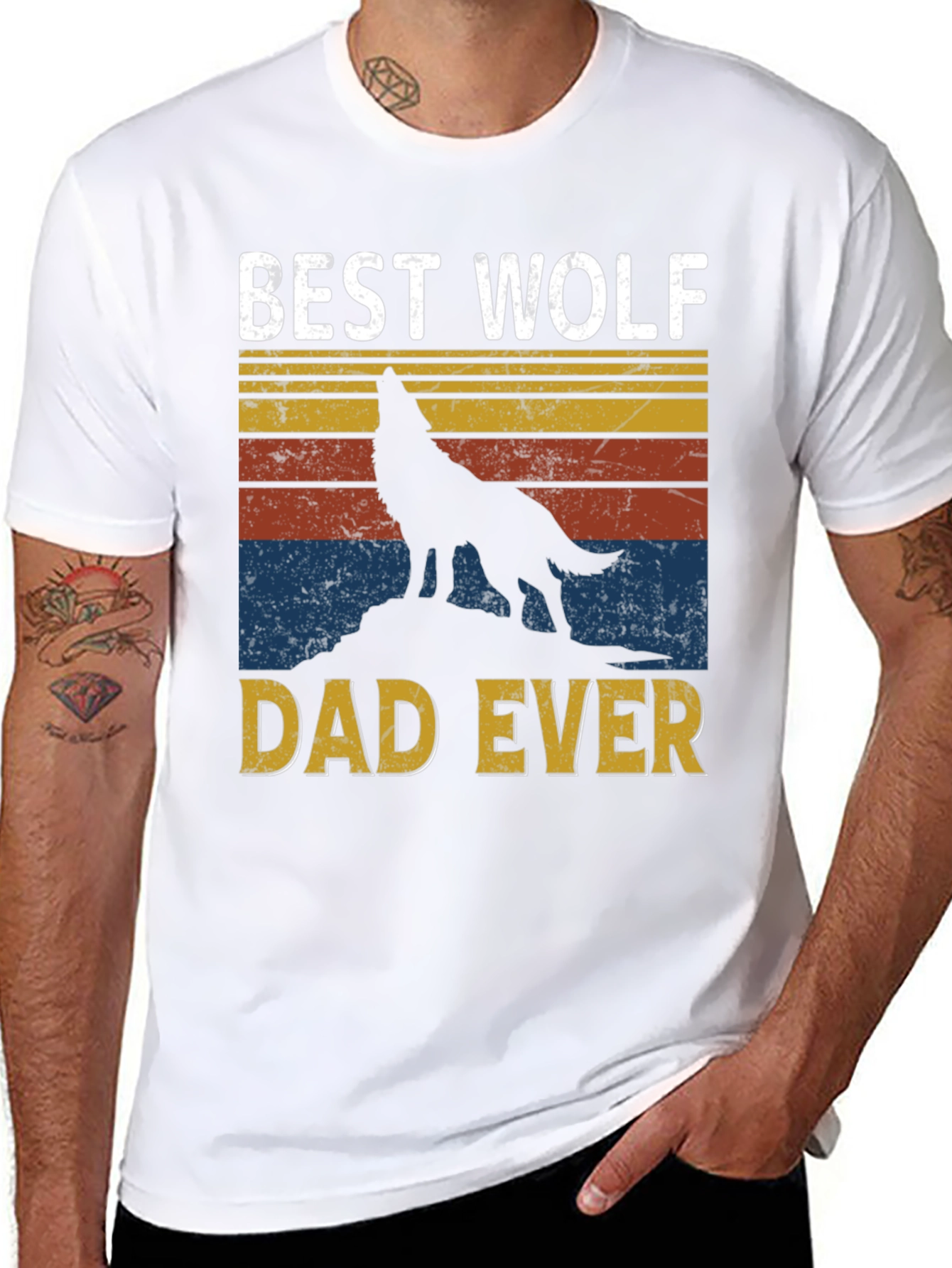 Best Wolf Dad Ever Graphic Tee - Black T-Shirt
