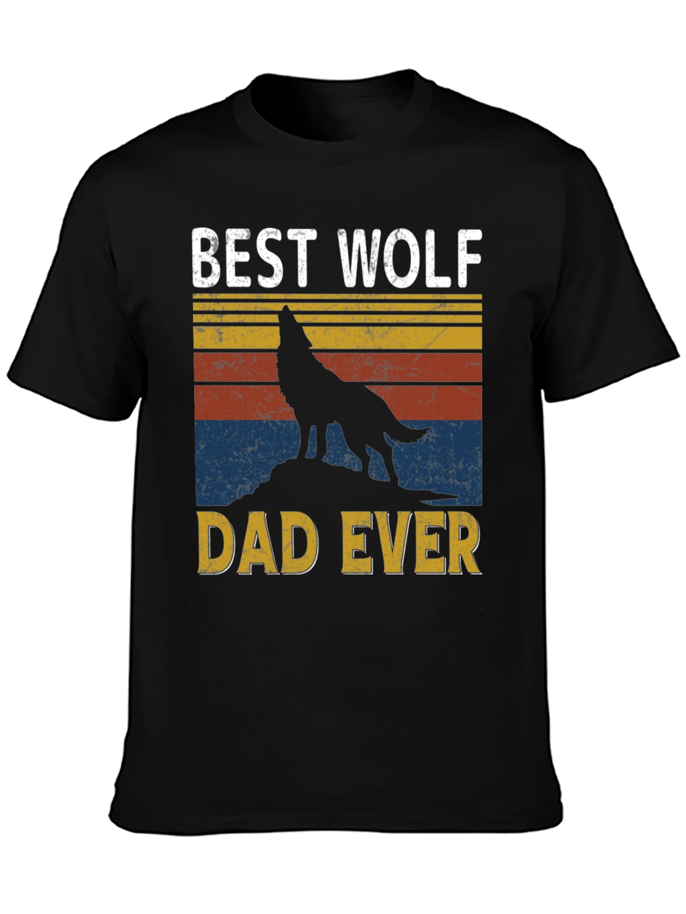 Best Wolf Dad Ever Graphic Tee - Black T-Shirt