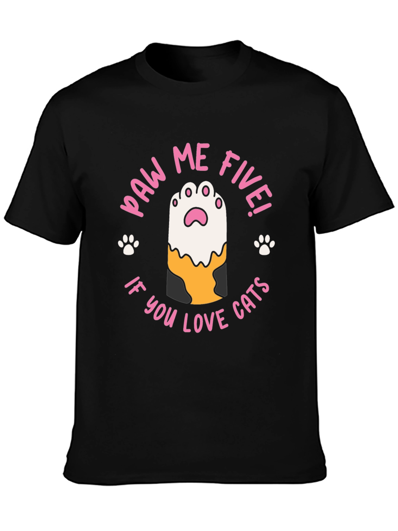 Paw Me Five! Cat Lovers Black T-Shirt