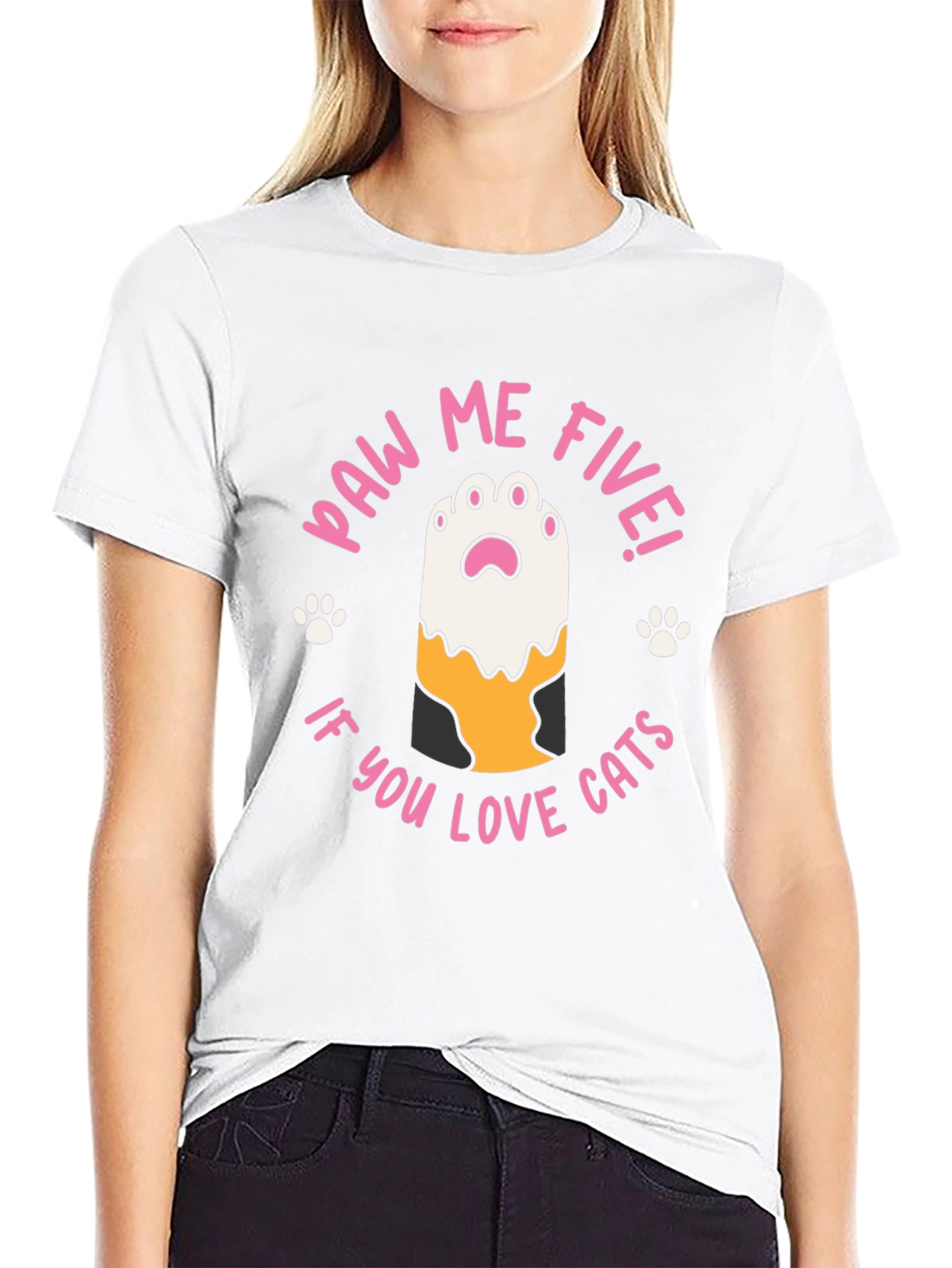 Paw Me Five! Cat Lovers Black T-Shirt