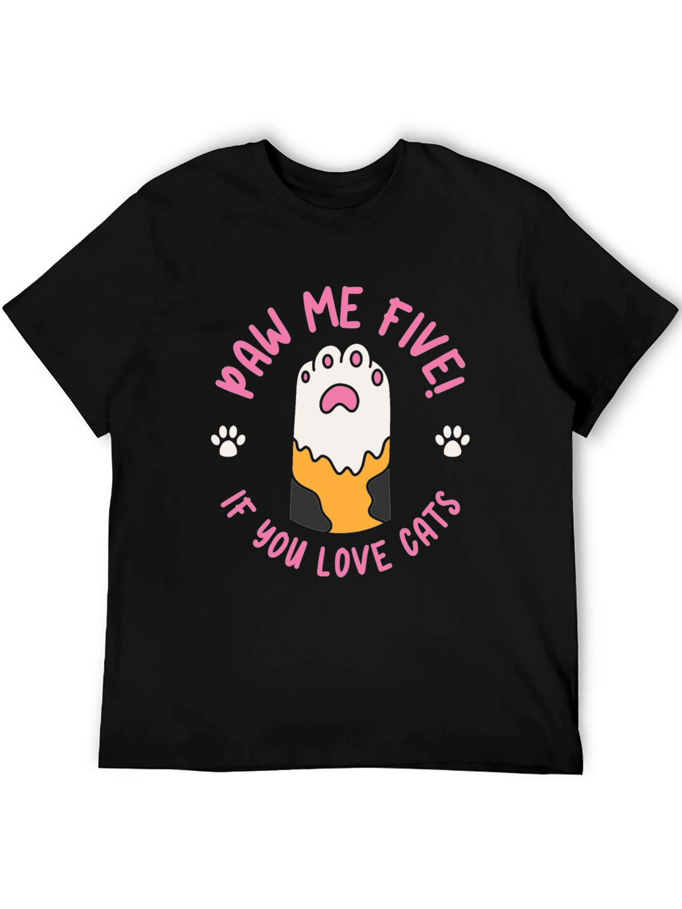 Paw Me Five! Cat Lovers Black T-Shirt
