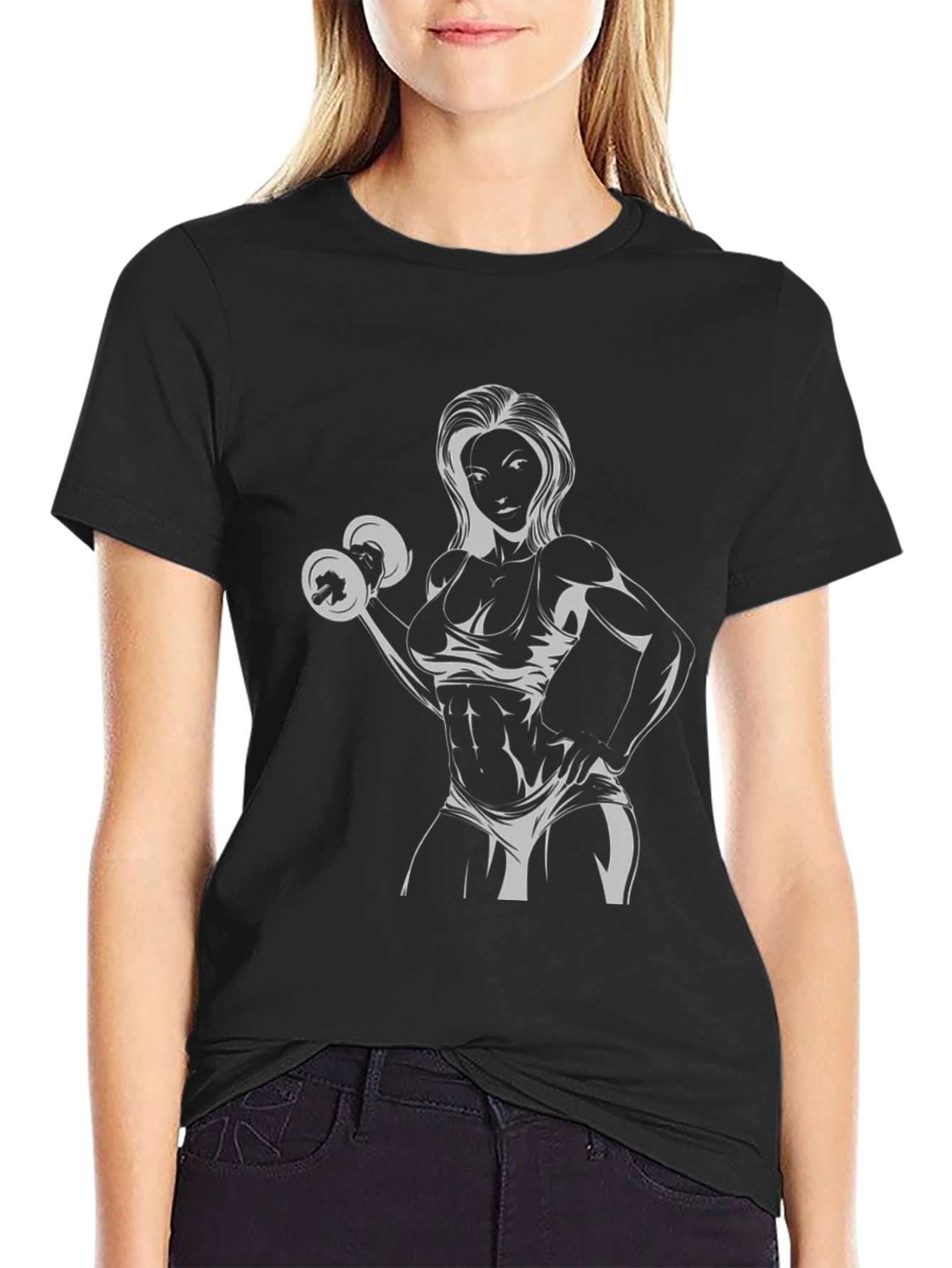 Fitness Woman Graphic Tee - Workout Motivation Shirt