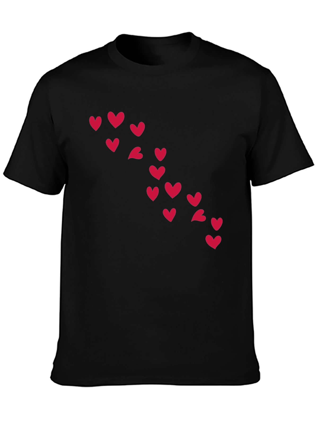 Heart Pattern Black T-Shirt